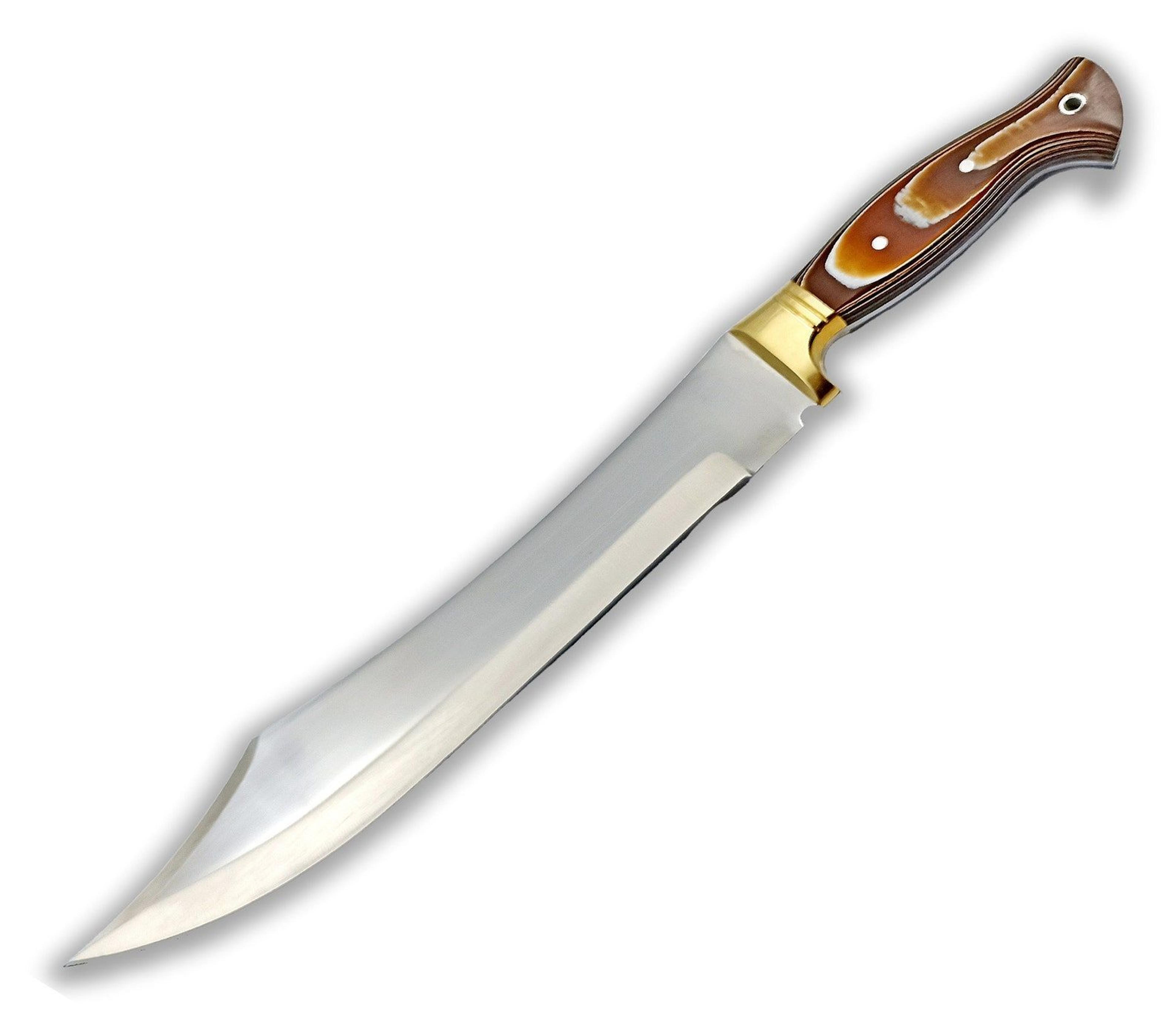 handmade tactical bowie knife 4116 stainless steel wooden handle with leather sheath