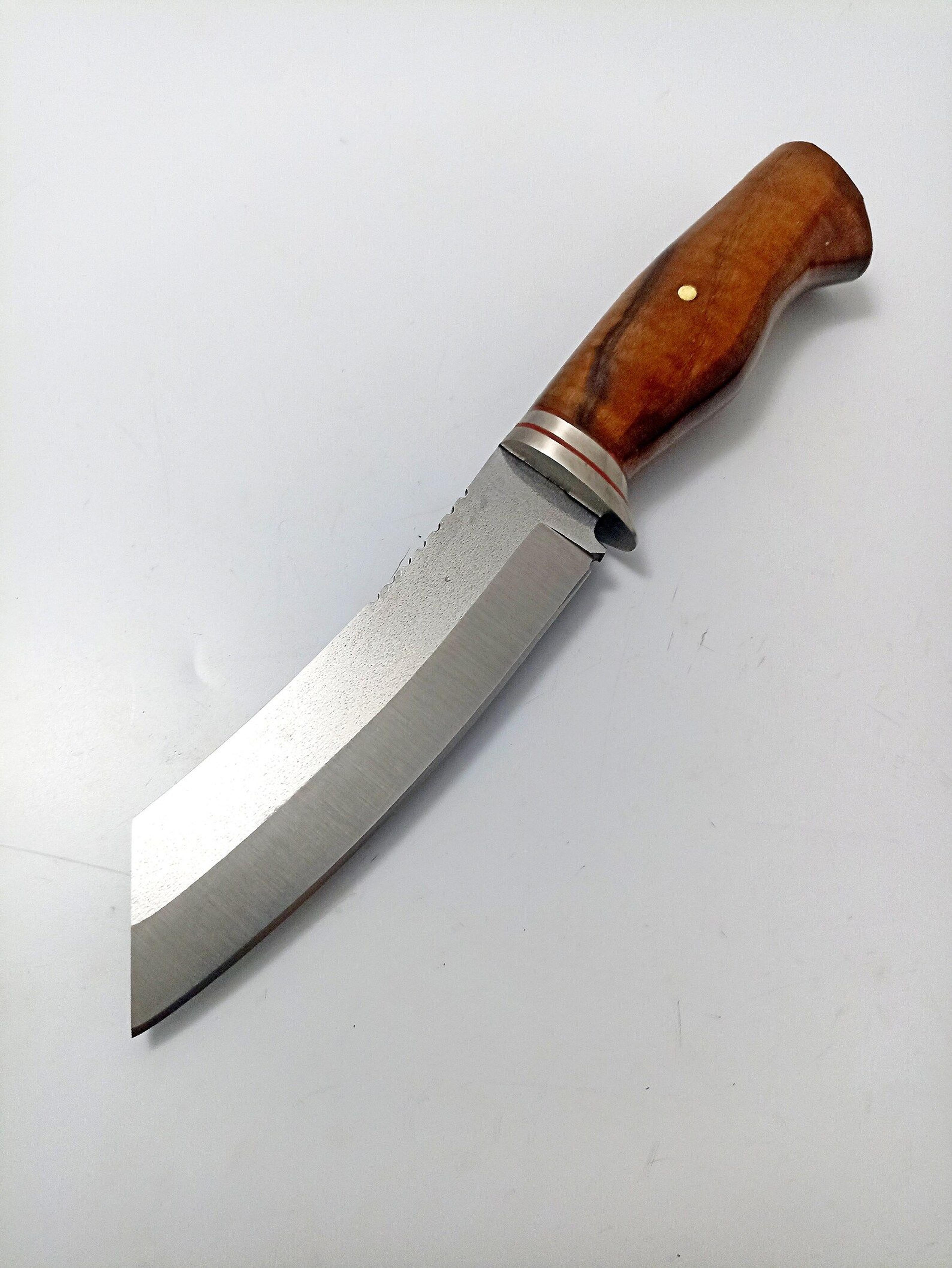 handmade bowie hunting knife 4116 stainless steel wooden handle with leather sheath