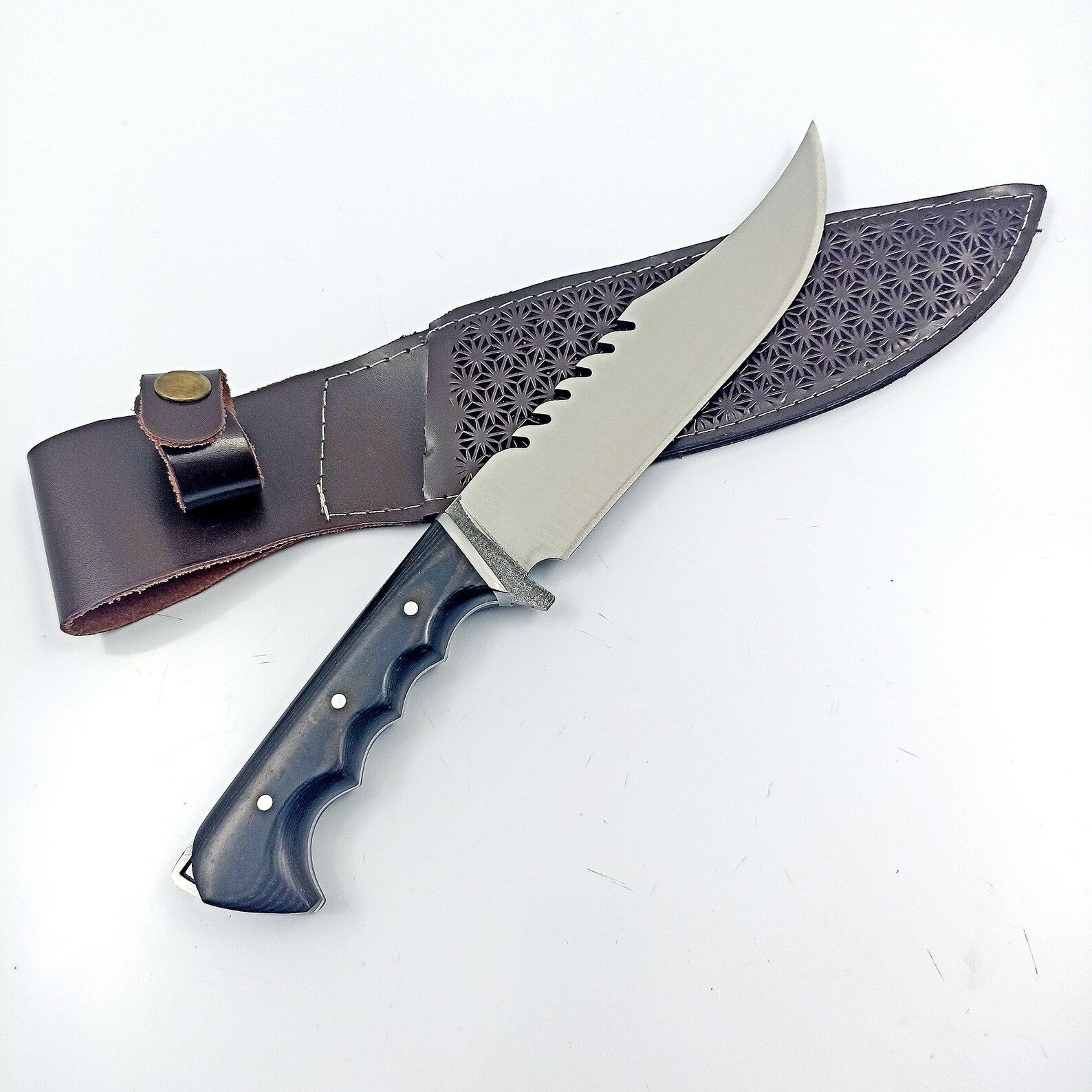 handmade machete knife with leather case 4116 stainless steel - high-quality camping knife for outdoor enthusiasts