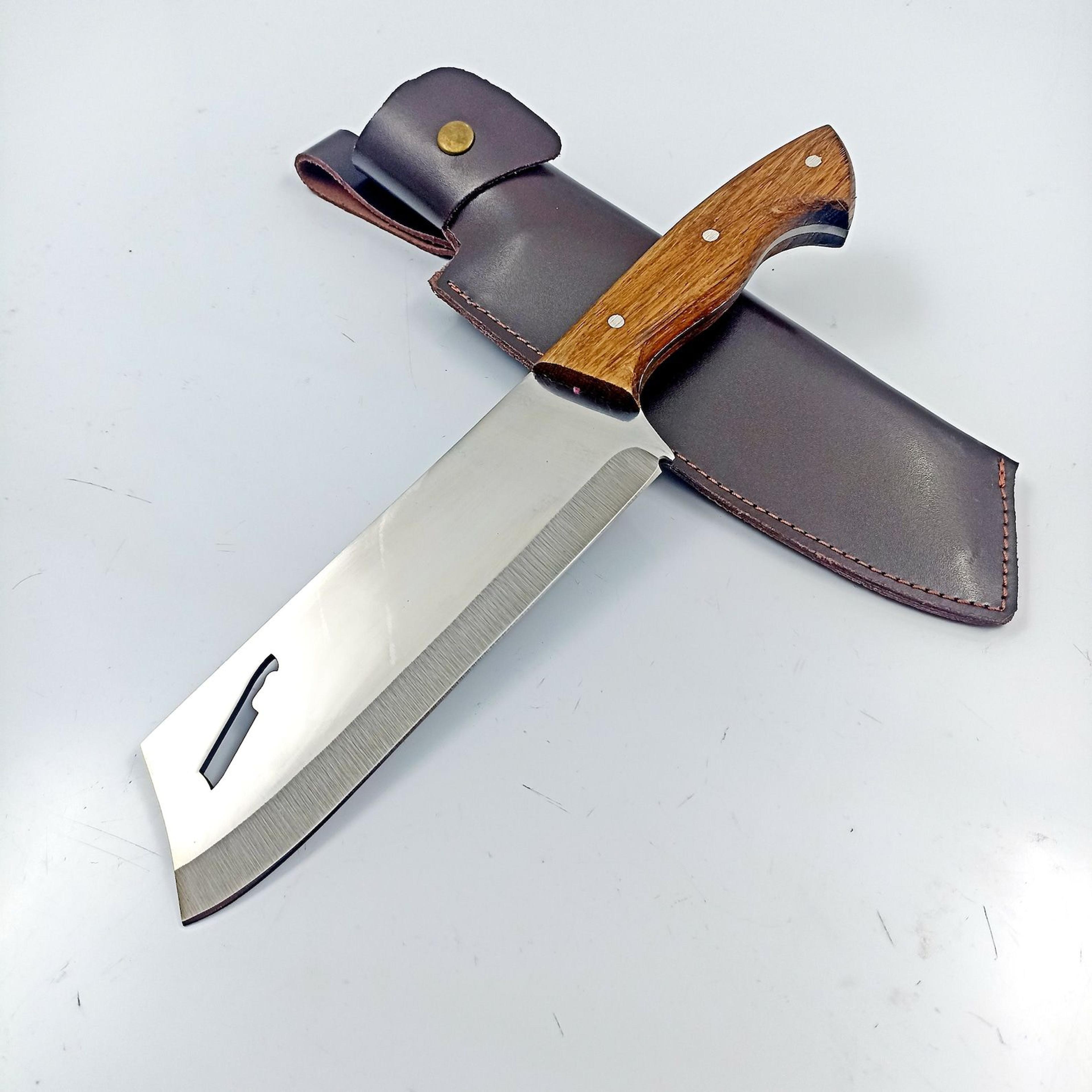 hand forged bowie knife with walnut and olive wood handle - perfect personalized gift for outdoor enthusiasts