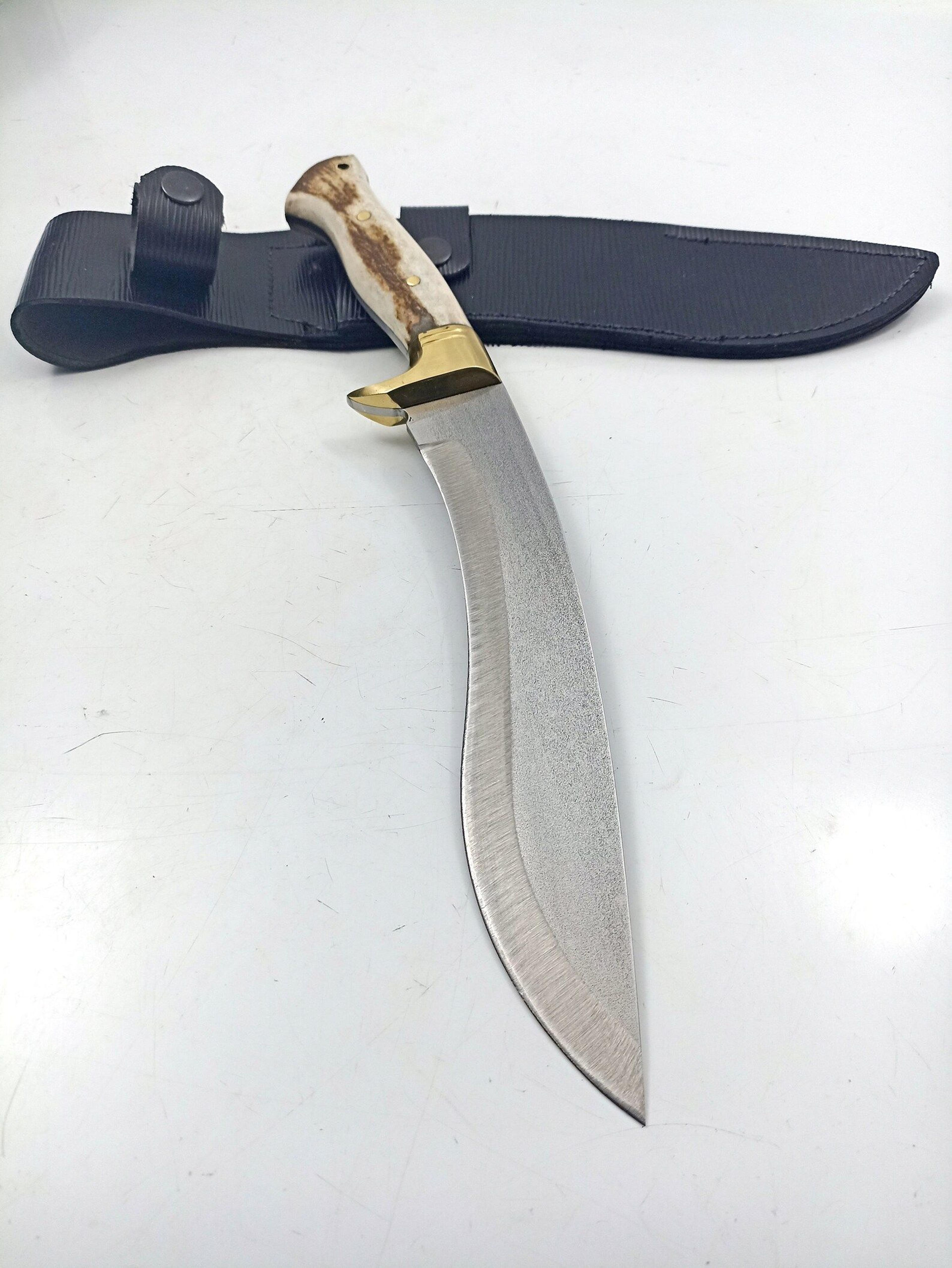 handmade kukri hunting knife 4116 stainless steel stag antler handle with nylon sheath