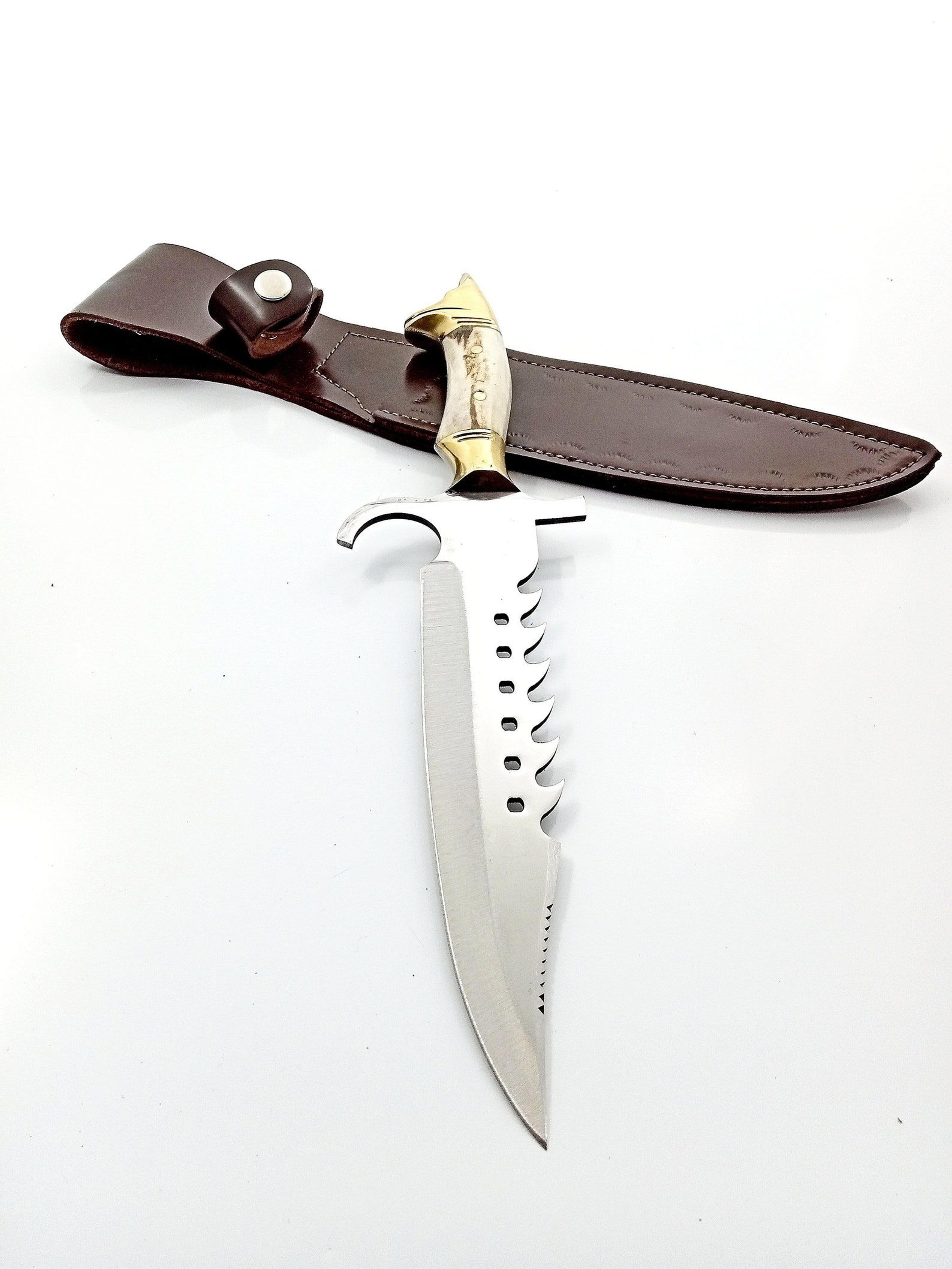 handmade stag horn handle hunting knife with 4116 german stainless steel blade and leather case