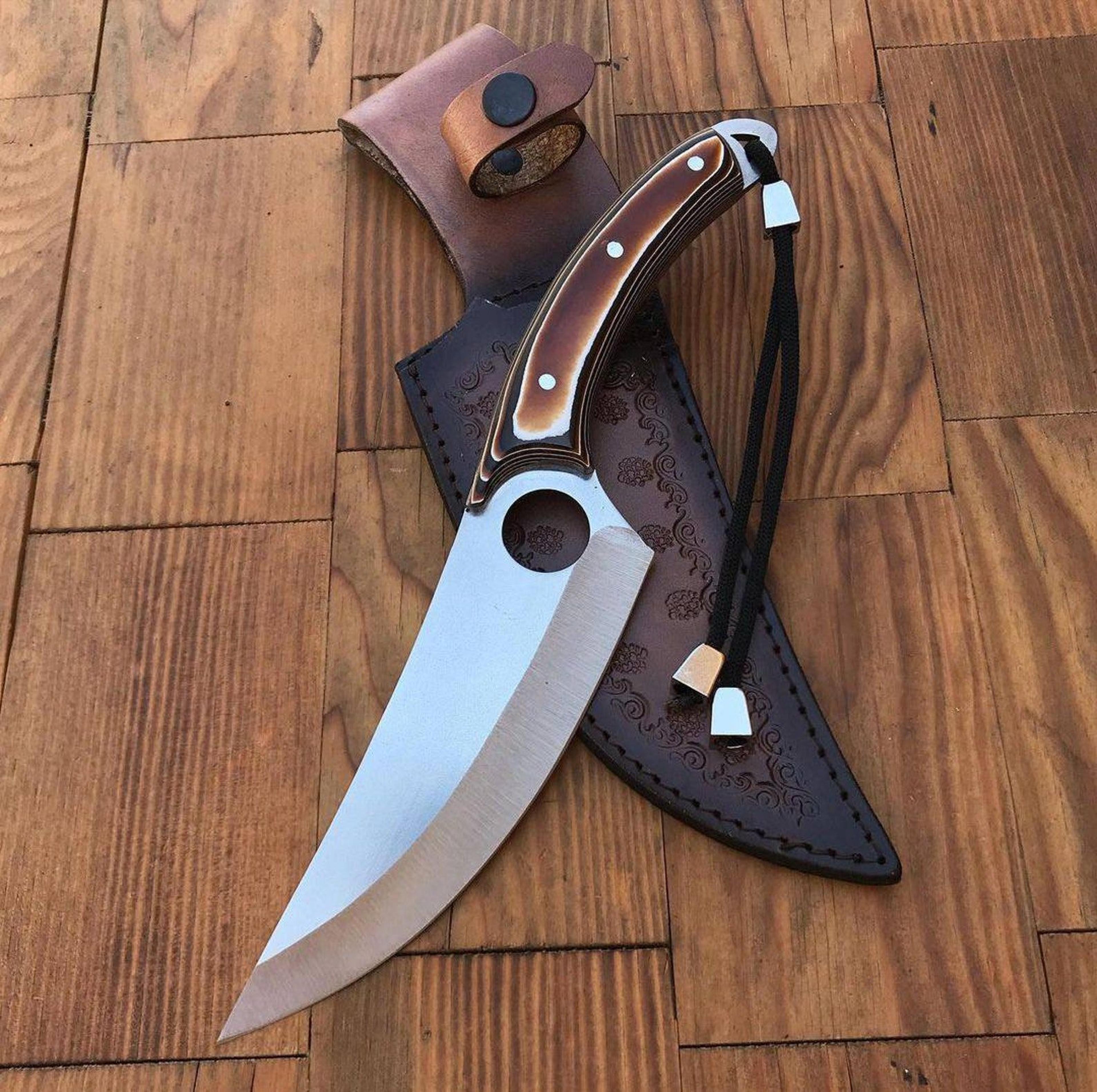 handmade viking engraved werzalit handle chef knife for tactical and outdoor use
