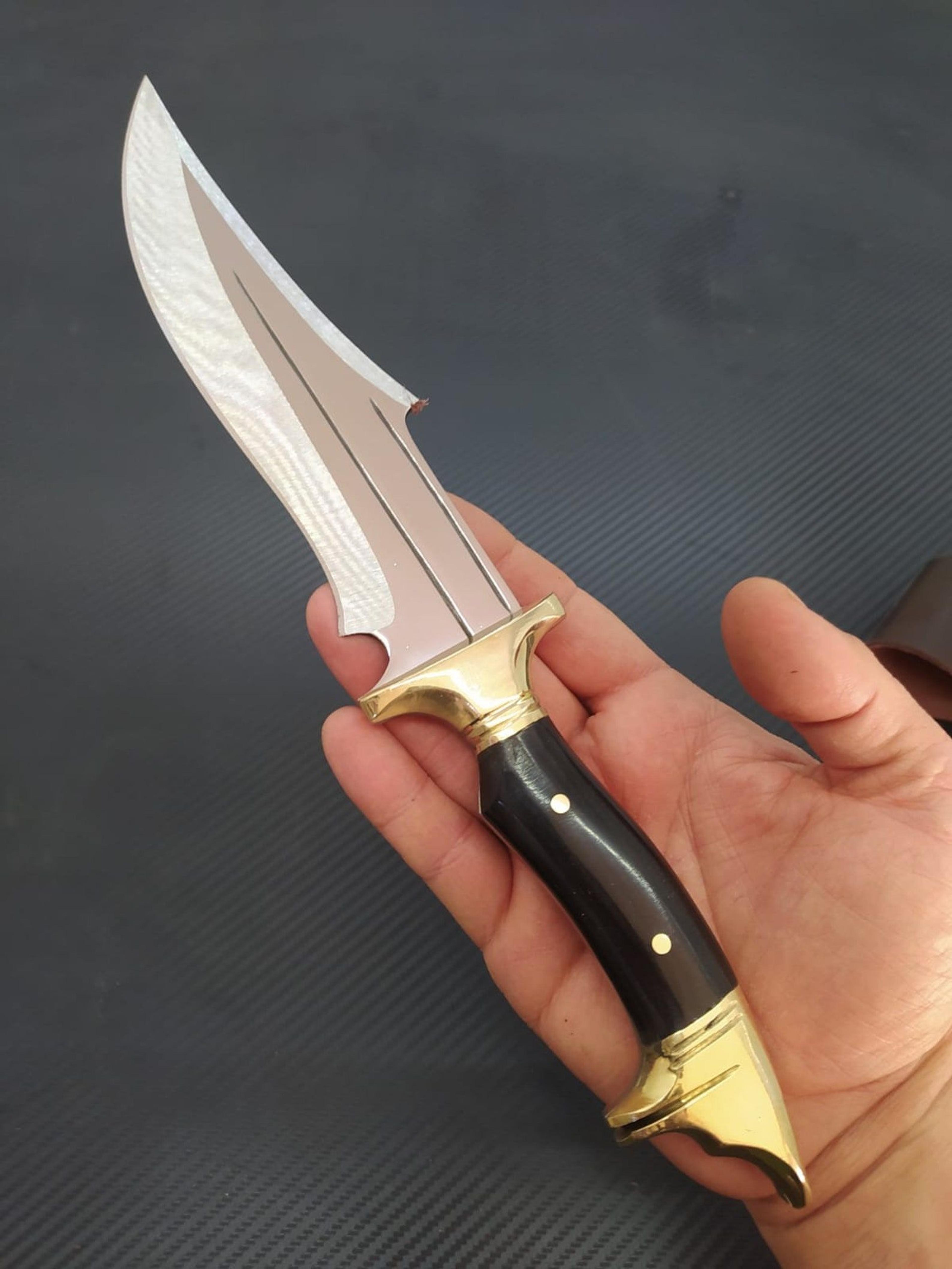 handmade wolf head hunting knife - engraved full tang knife for outdoor enthusiasts and gift ideas