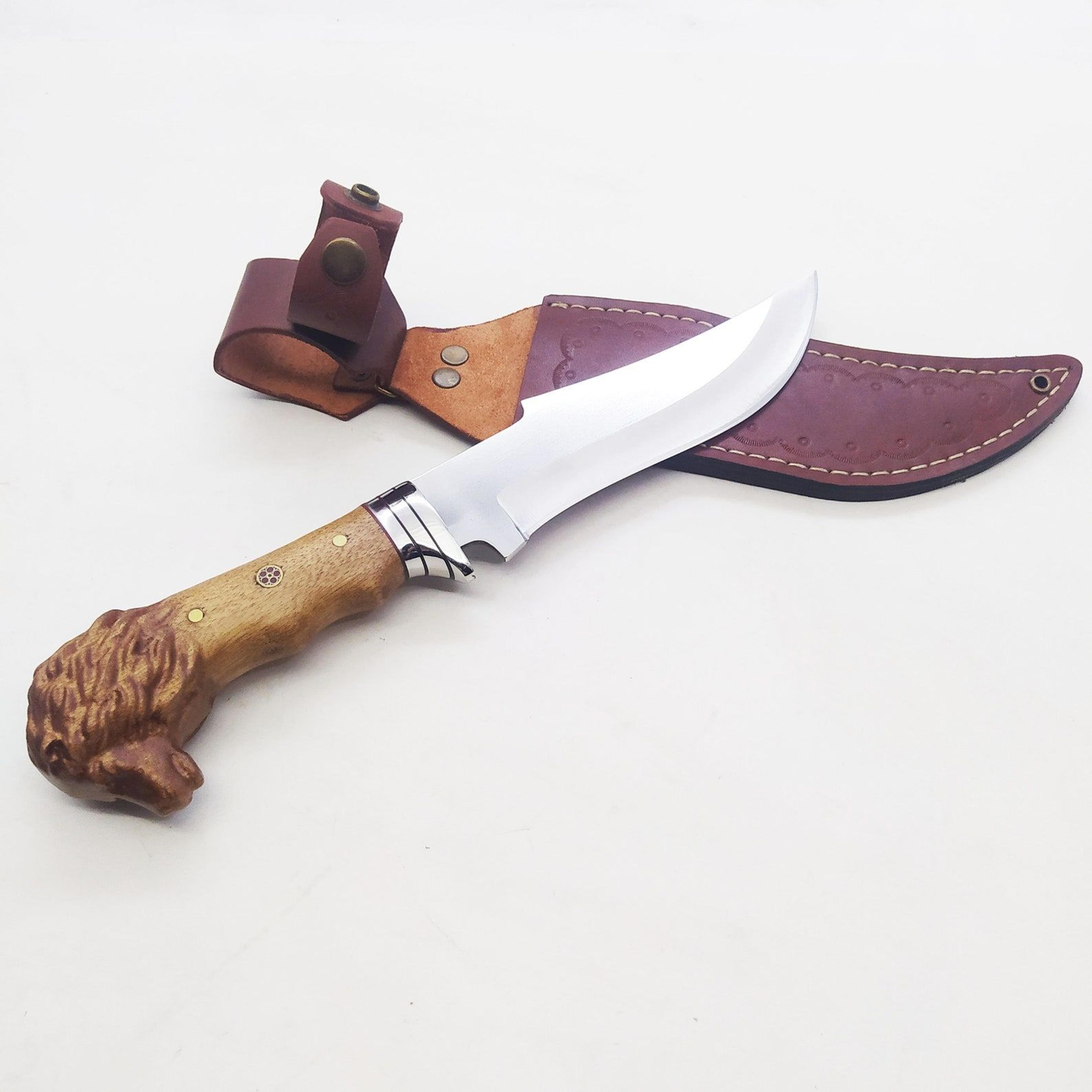 handcrafted 4116 stainless steel lion knife set premium hunting knives with walnut and brass handles