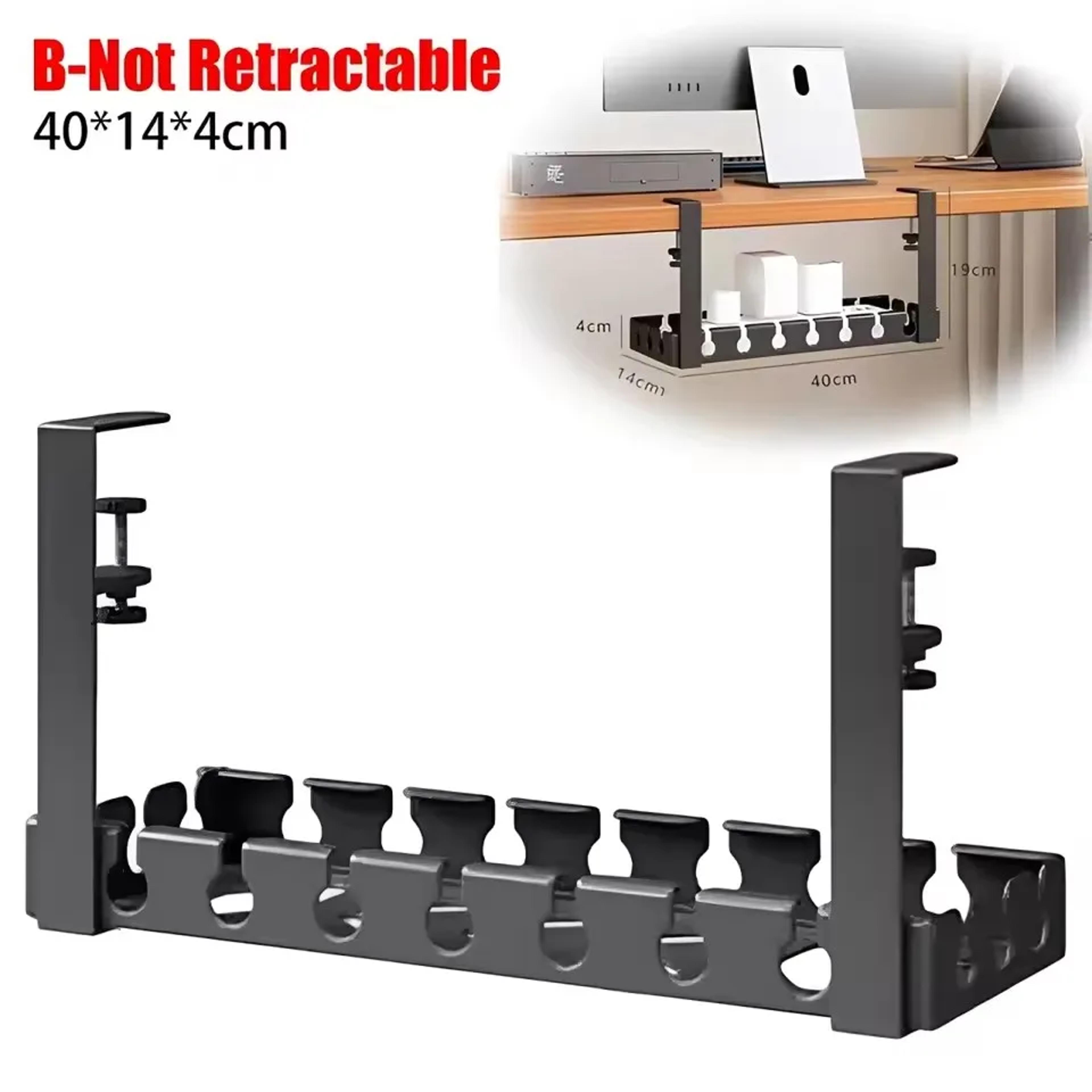 retractable under desk cable management tray 15.7"-31" wire organizer under table with clamp no drilling