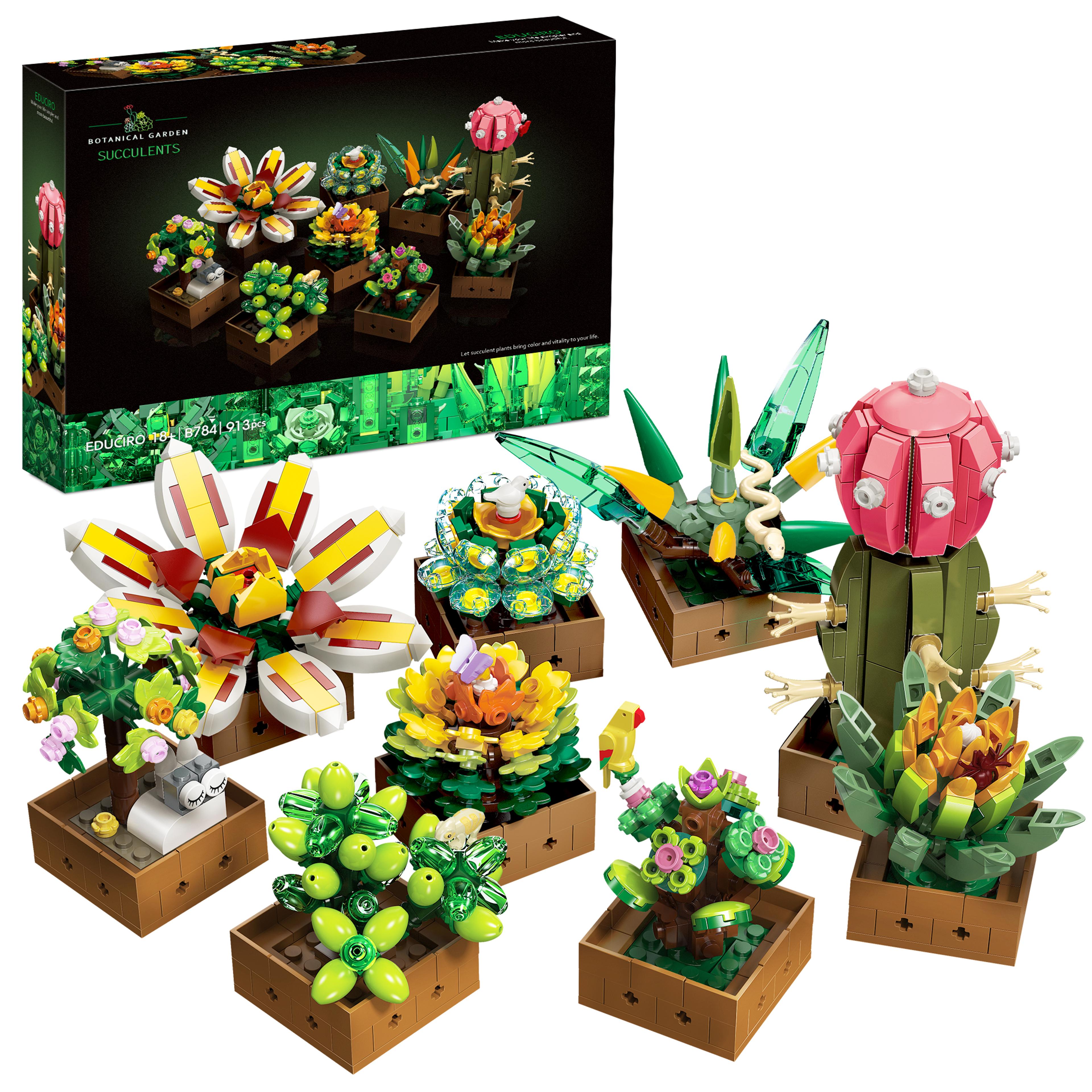 succulent building toy blocks flower plant bonsai set for home decoration christmas gift