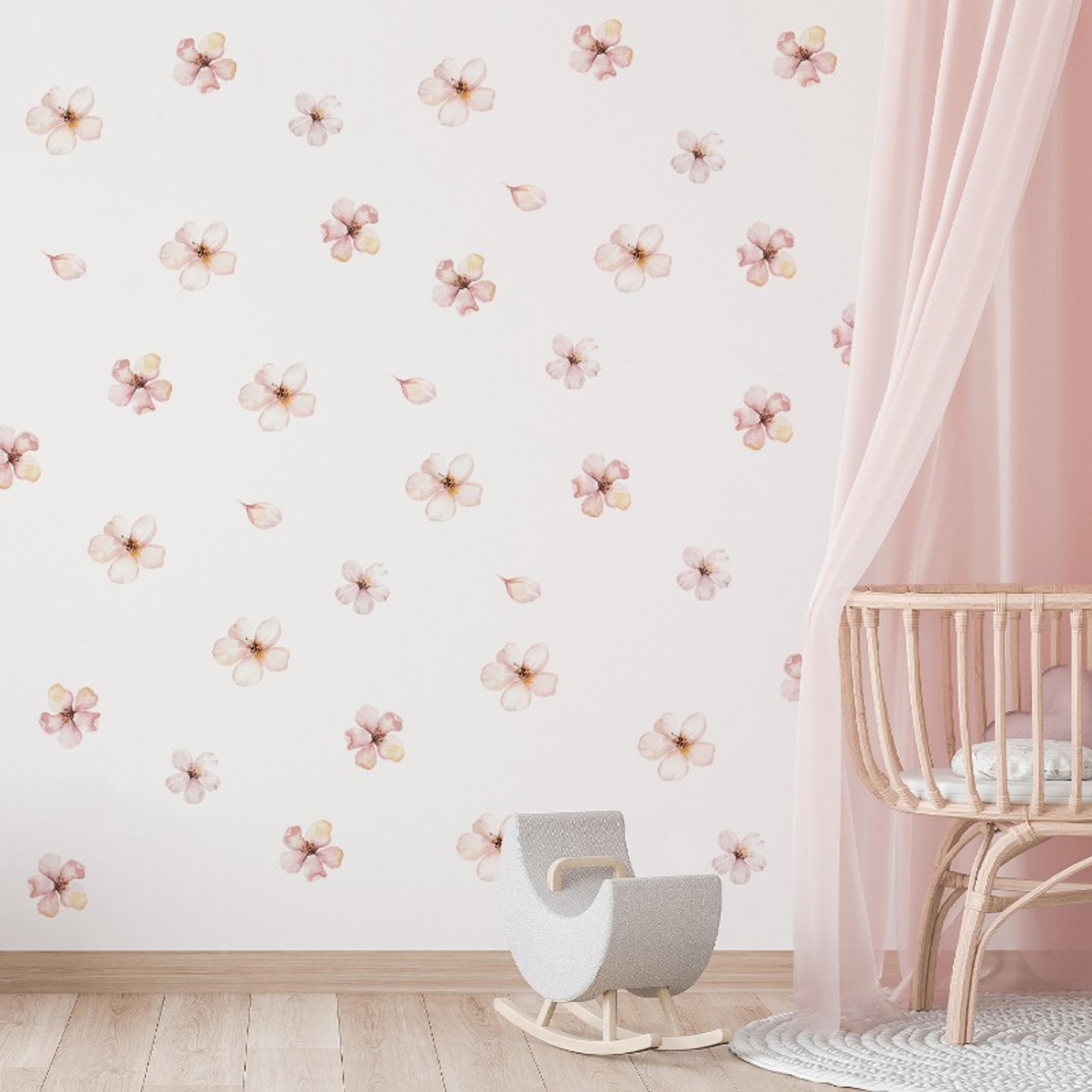 floral plants flowers wall stickers, self adhesive vinyl wall decor for living rooms, background wall decoration