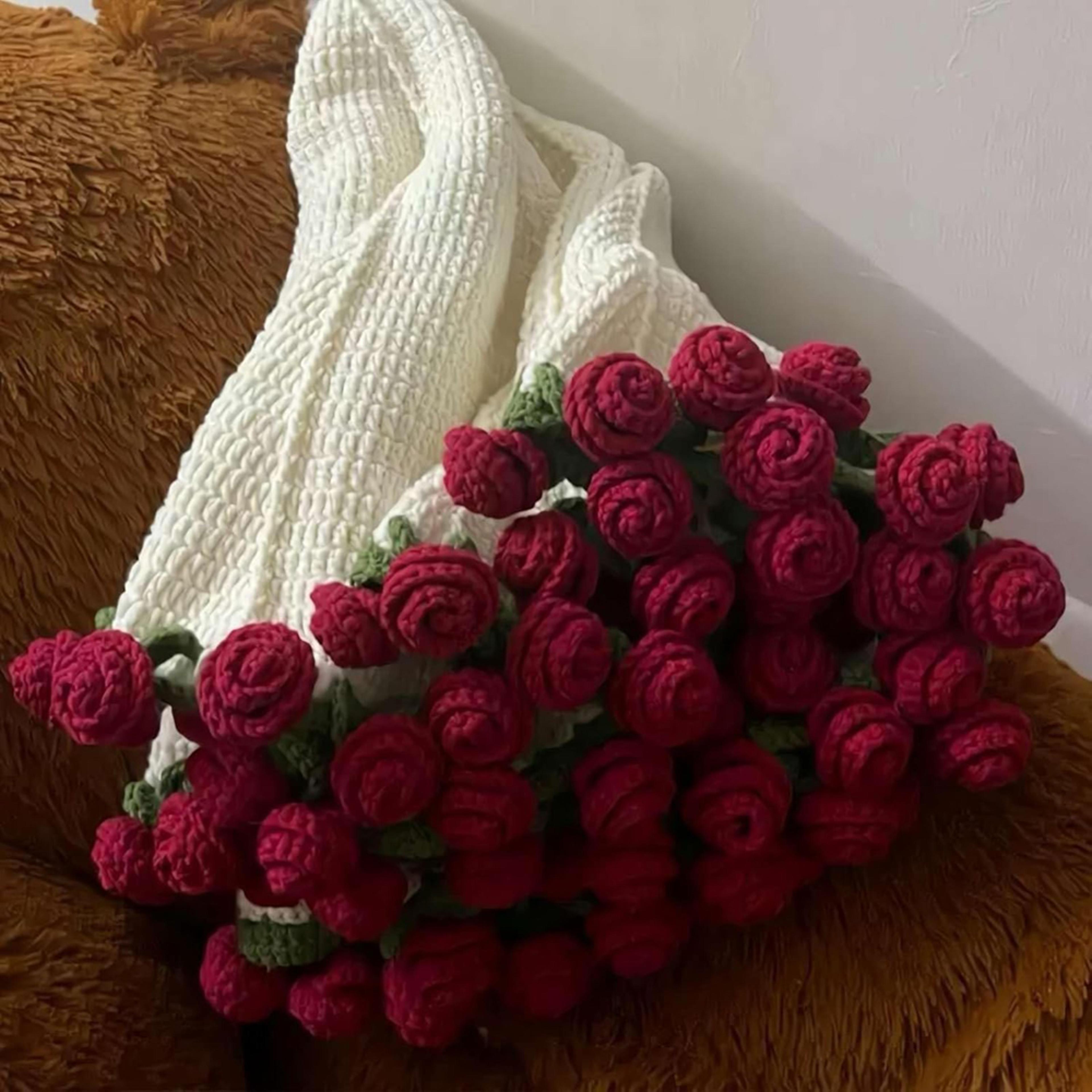 soft and lightweight finished flower bouquet blanket knitted throw blanket for valentines day wedding birthday home