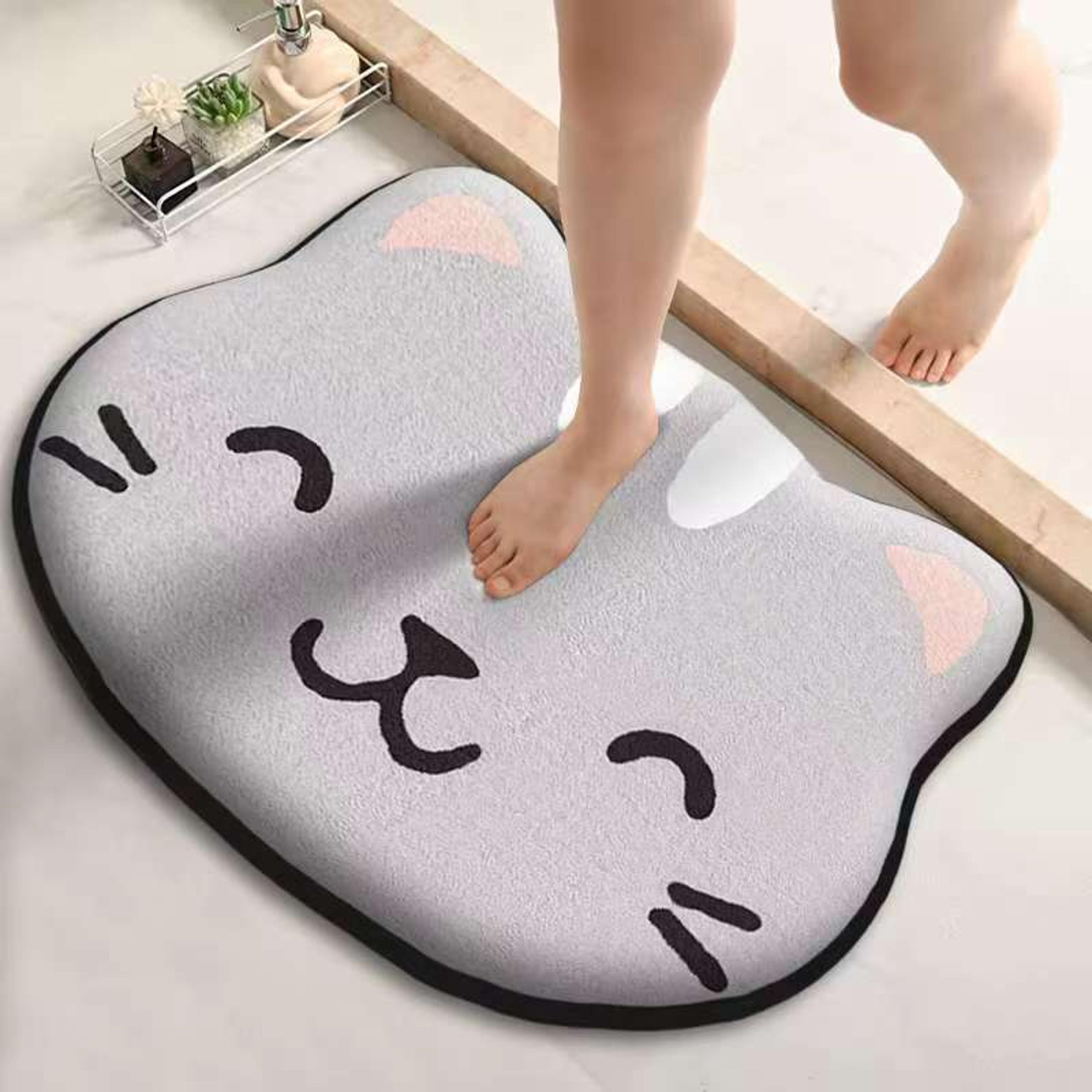 anti-slip cartoon shaped foot mat for bathroom absorbent shower room floor flannel printed entrance mat dirty resistant