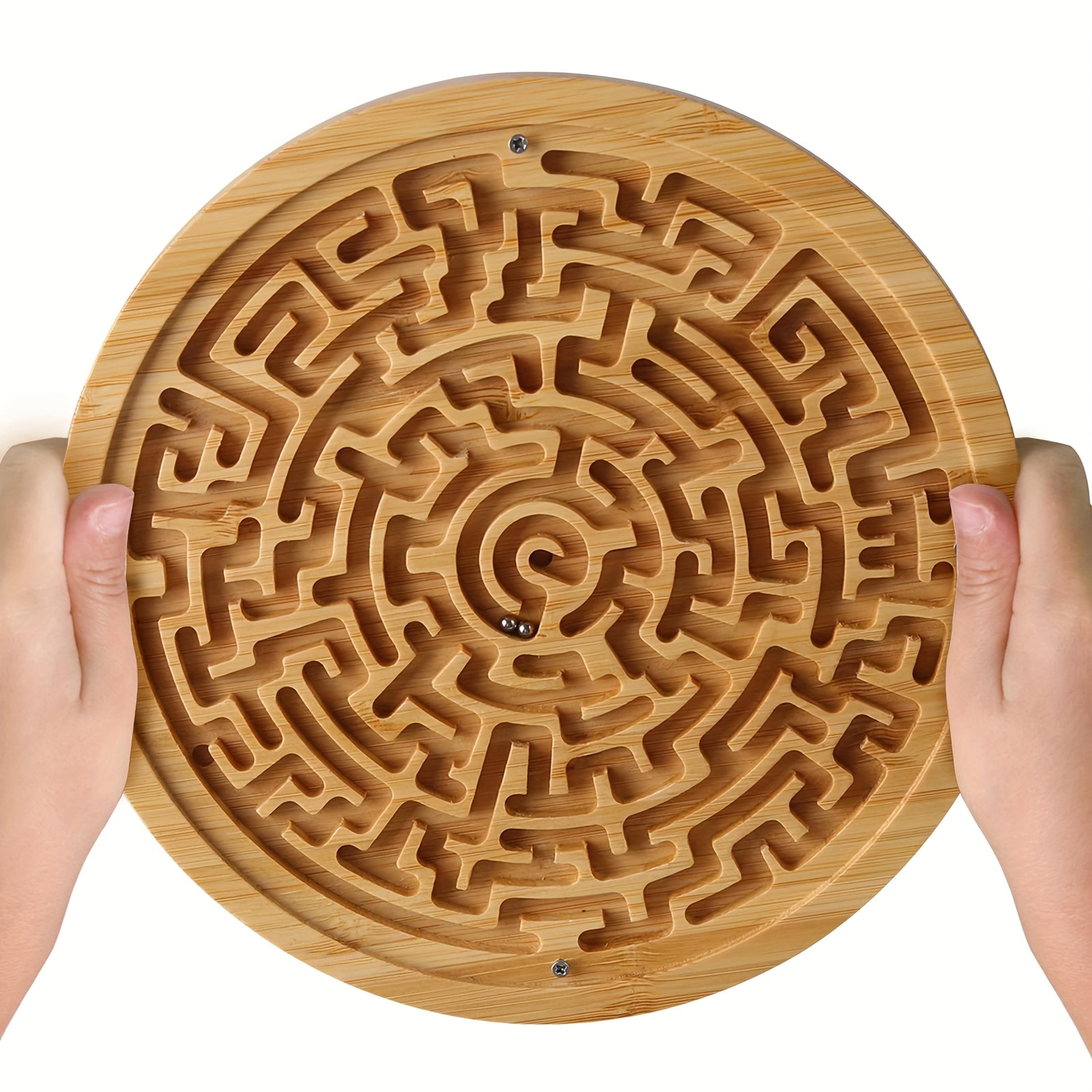 dual sided bamboo board balance maze game large wooden brain teaser puzzle for seniors family memory training gift