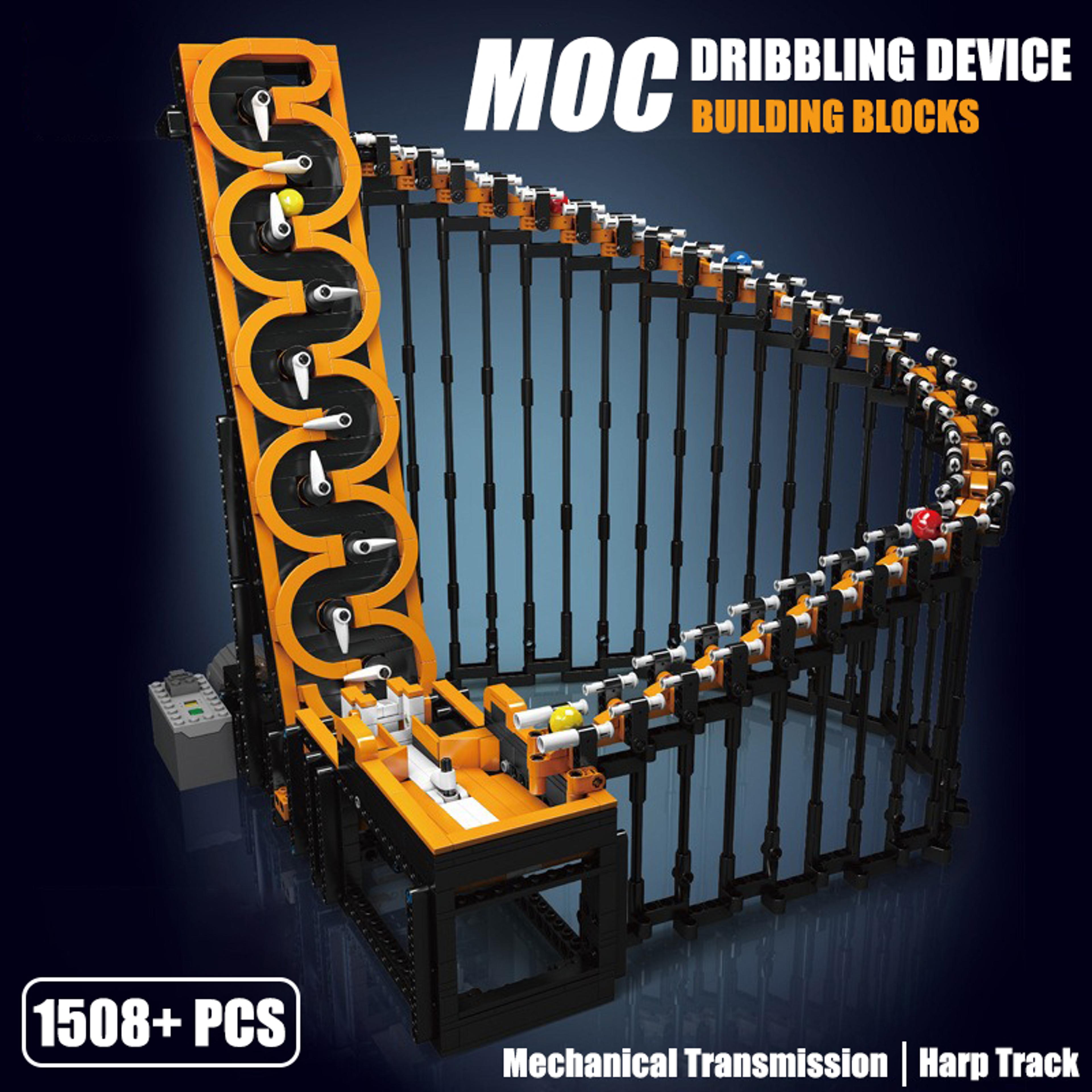 building blocks gbc harp track model mechanical transmission ball lift technical dribbling device toys for kids