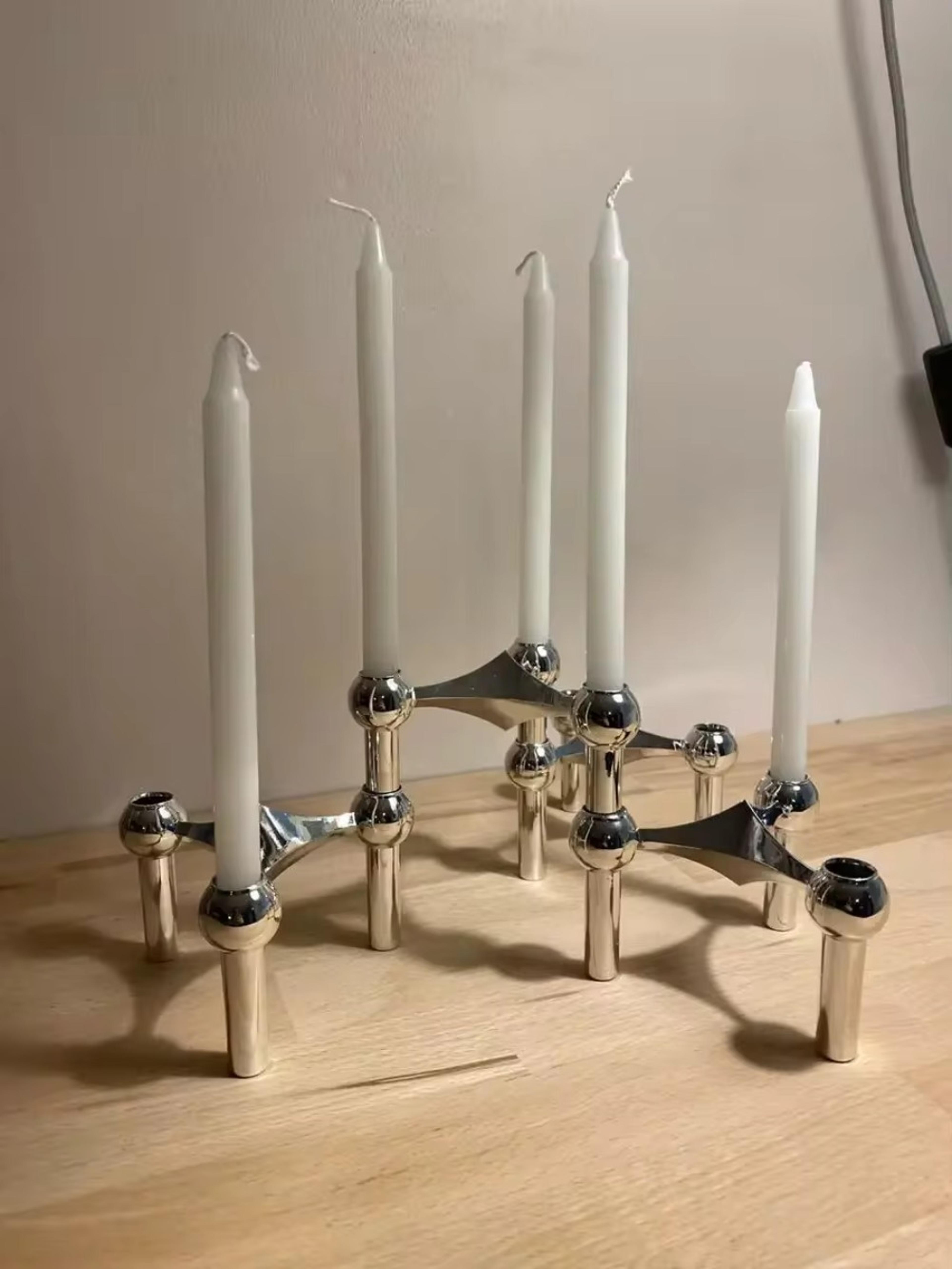 nordic silver metal molecular structure candle holder, living room candelabra, home decoration gift, elegant silver