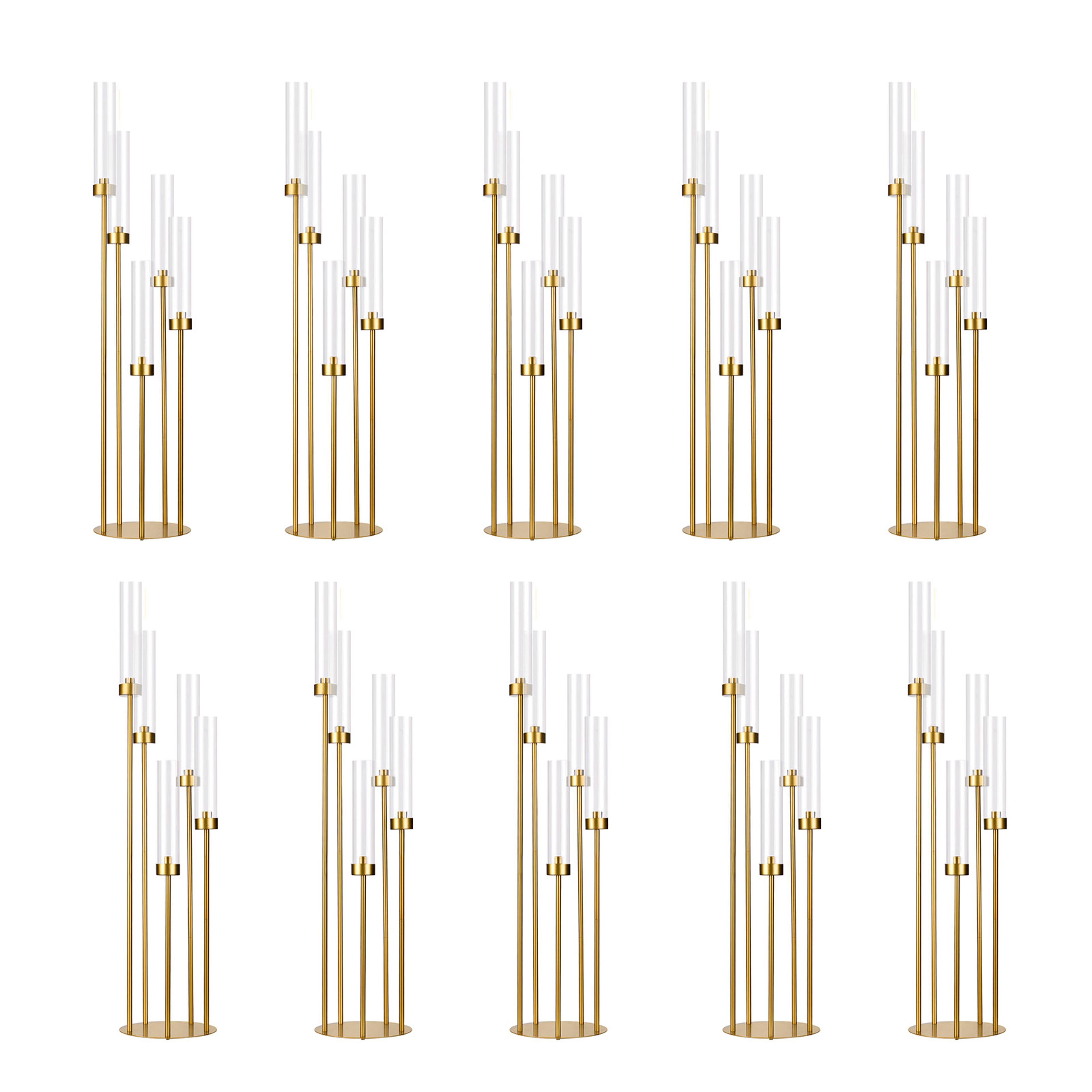 gold floor candelabra tall floor candle holder with acrylic lampshade for wedding table birthday party