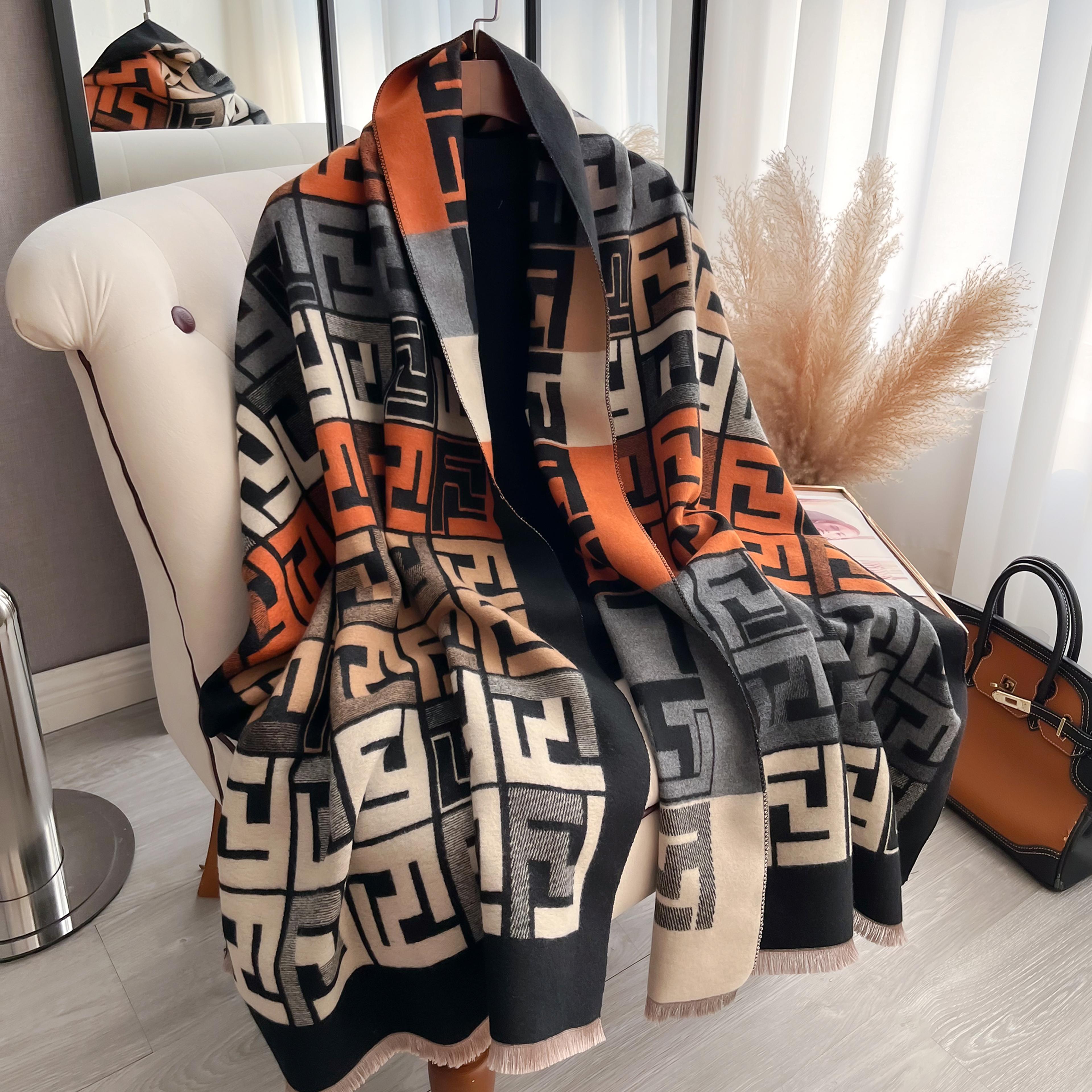warm soft luxury women two-sided print pashmina fashion shawl coldproof windproof blanket scarf for winter outdoor