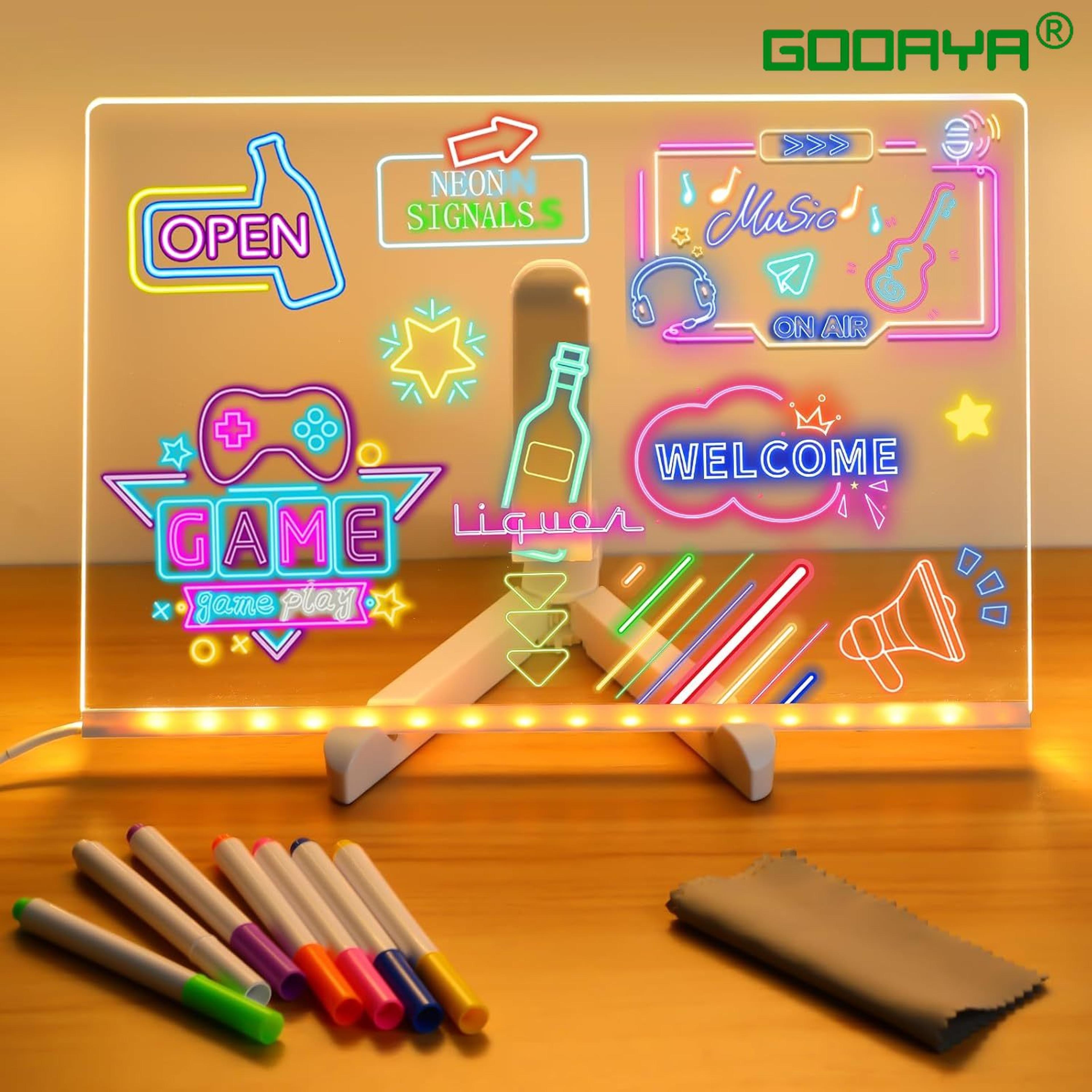 colorful led note board with night light pens diy acrylic message board for children birthday gift