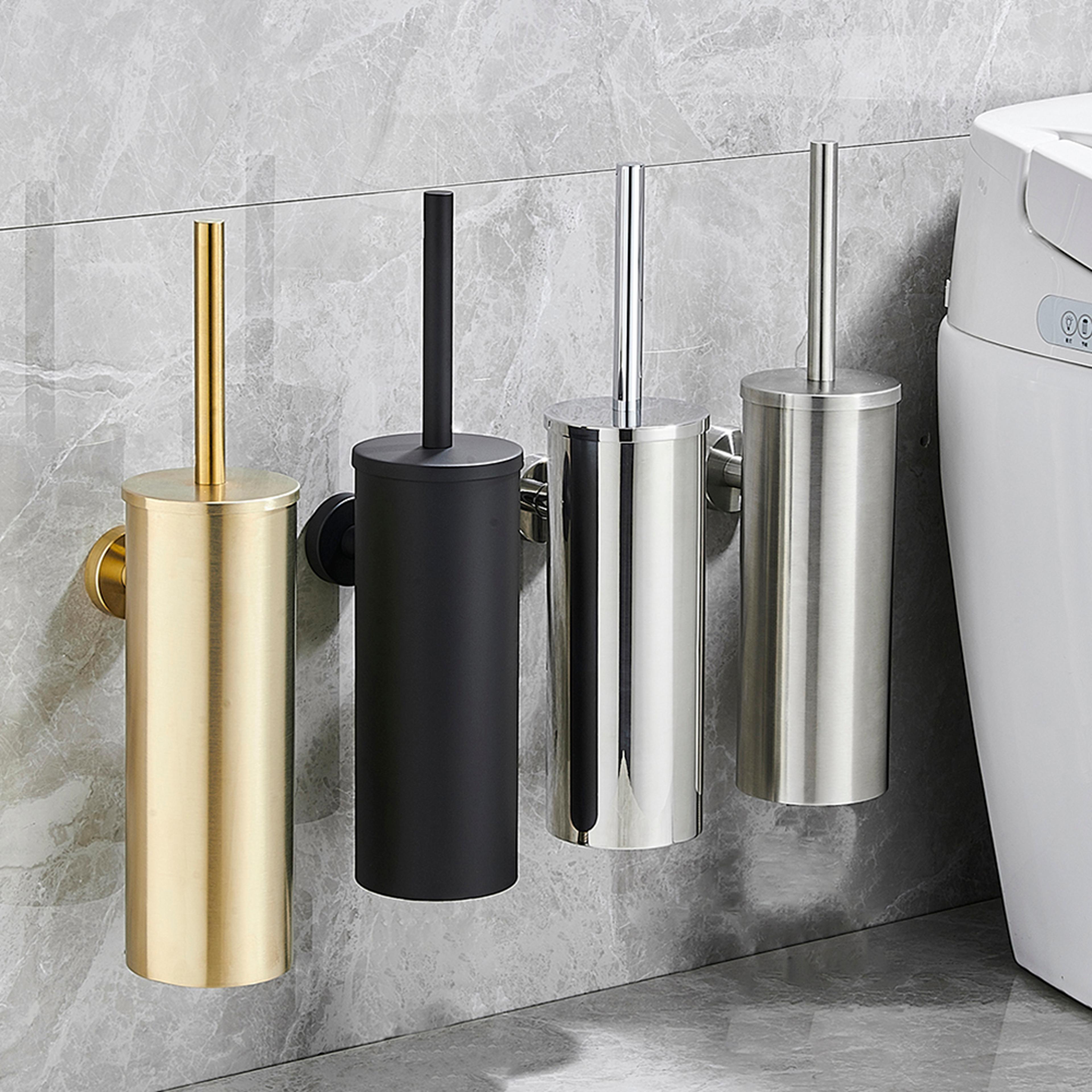 black toilet brush, wall mounted stainless steel bathroom toilet brush holder, wc cleaner accessories