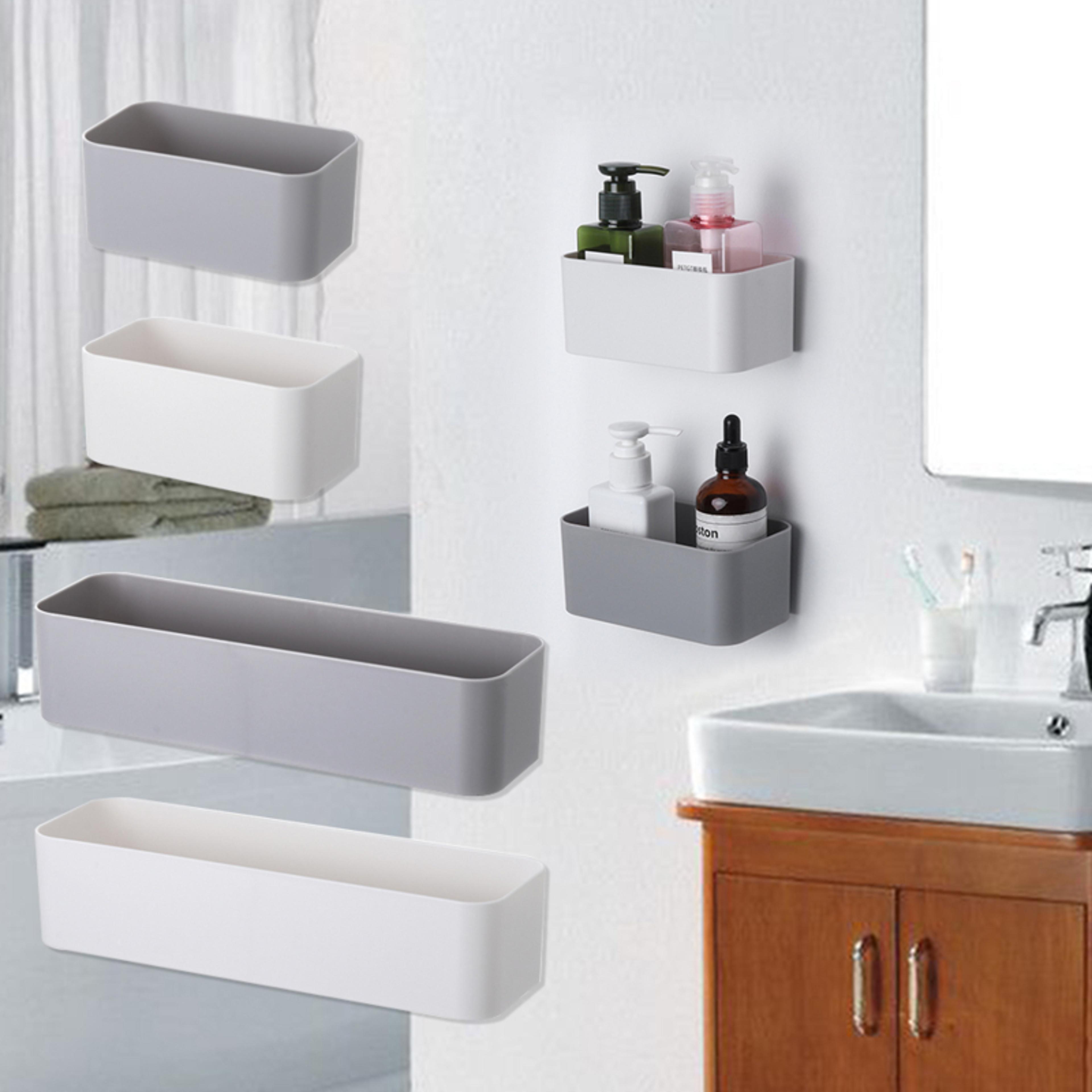 wall mounted storage organizer makeup table shelf adhesive hanger bathroom kitchen drawer organizer container