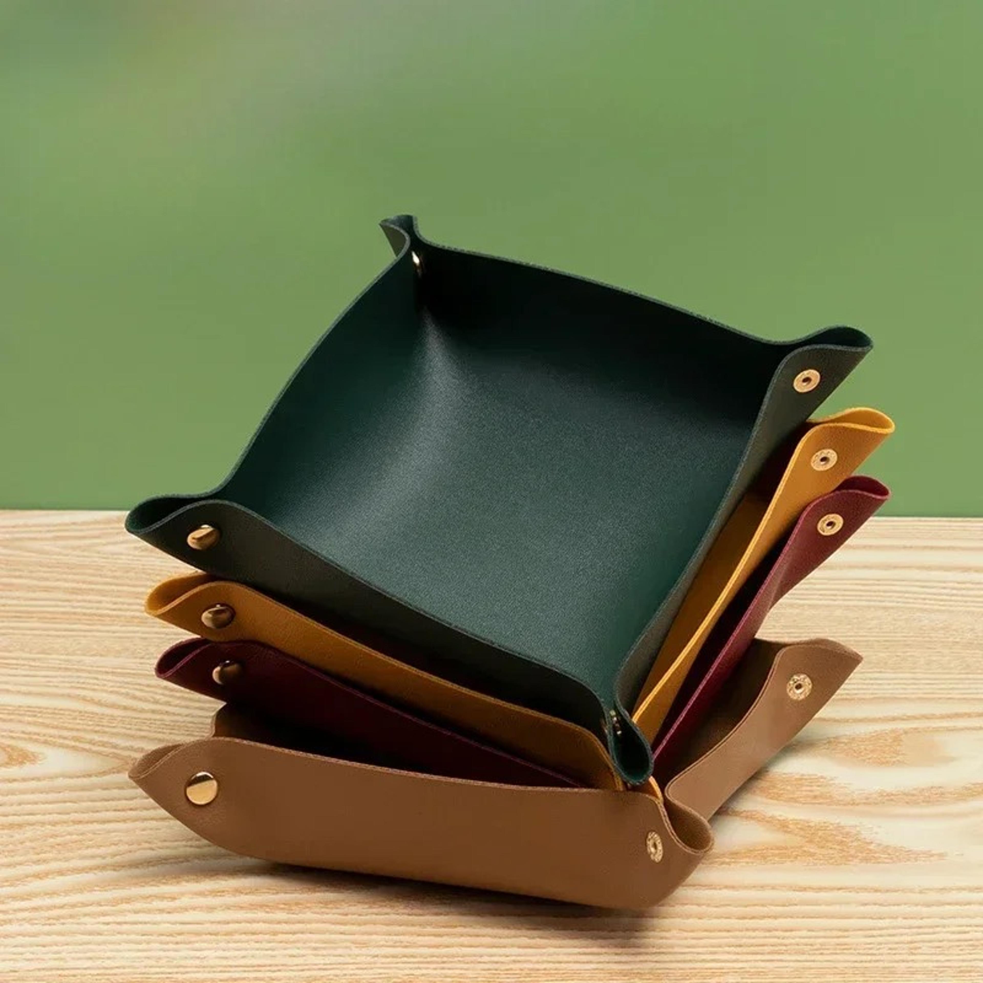 desktop storage tray organizer pu leather basket for jewelry cosmetic key stuff