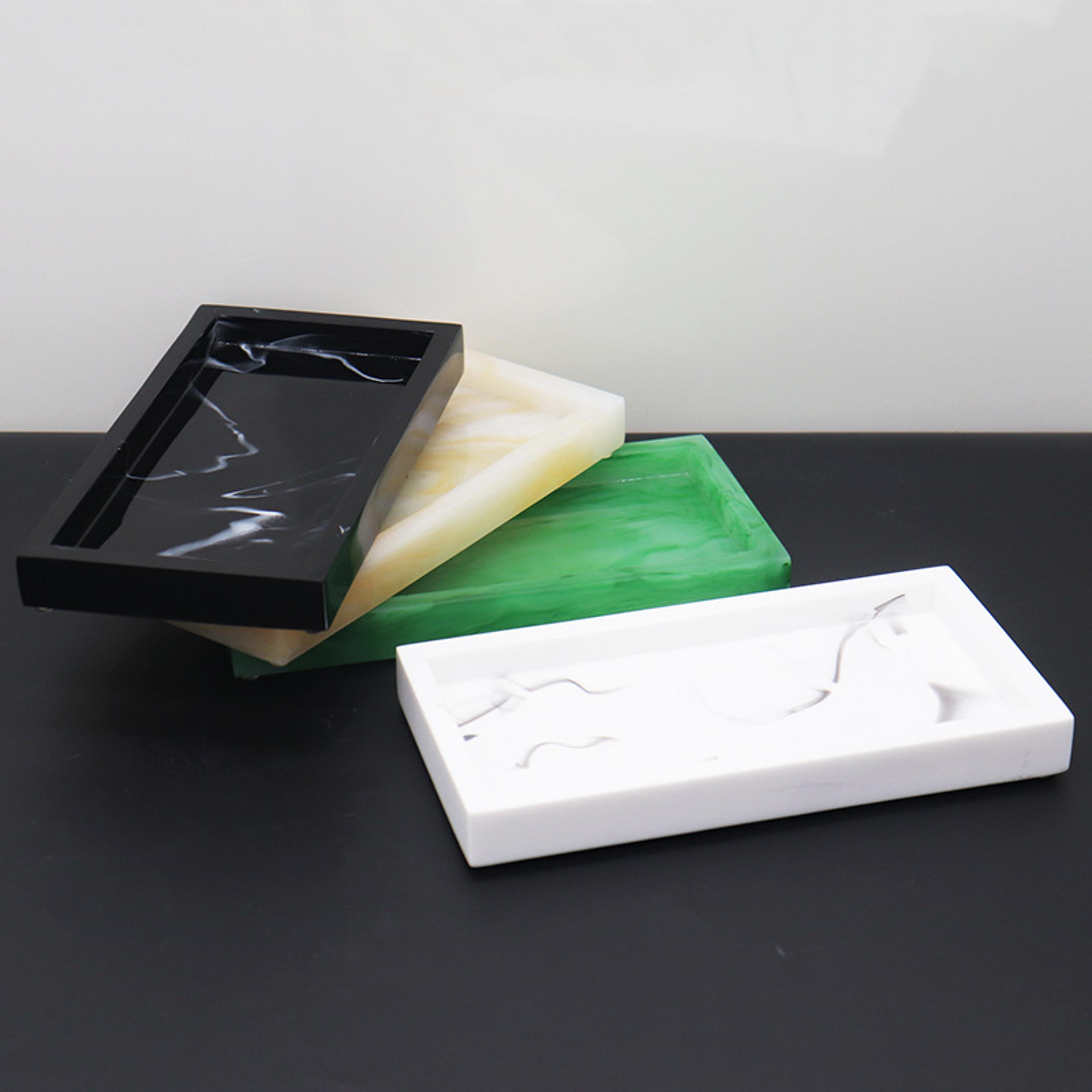 marble resin household storage tray rectangular jewelry storage tray for bathroom kitchen dish plates
