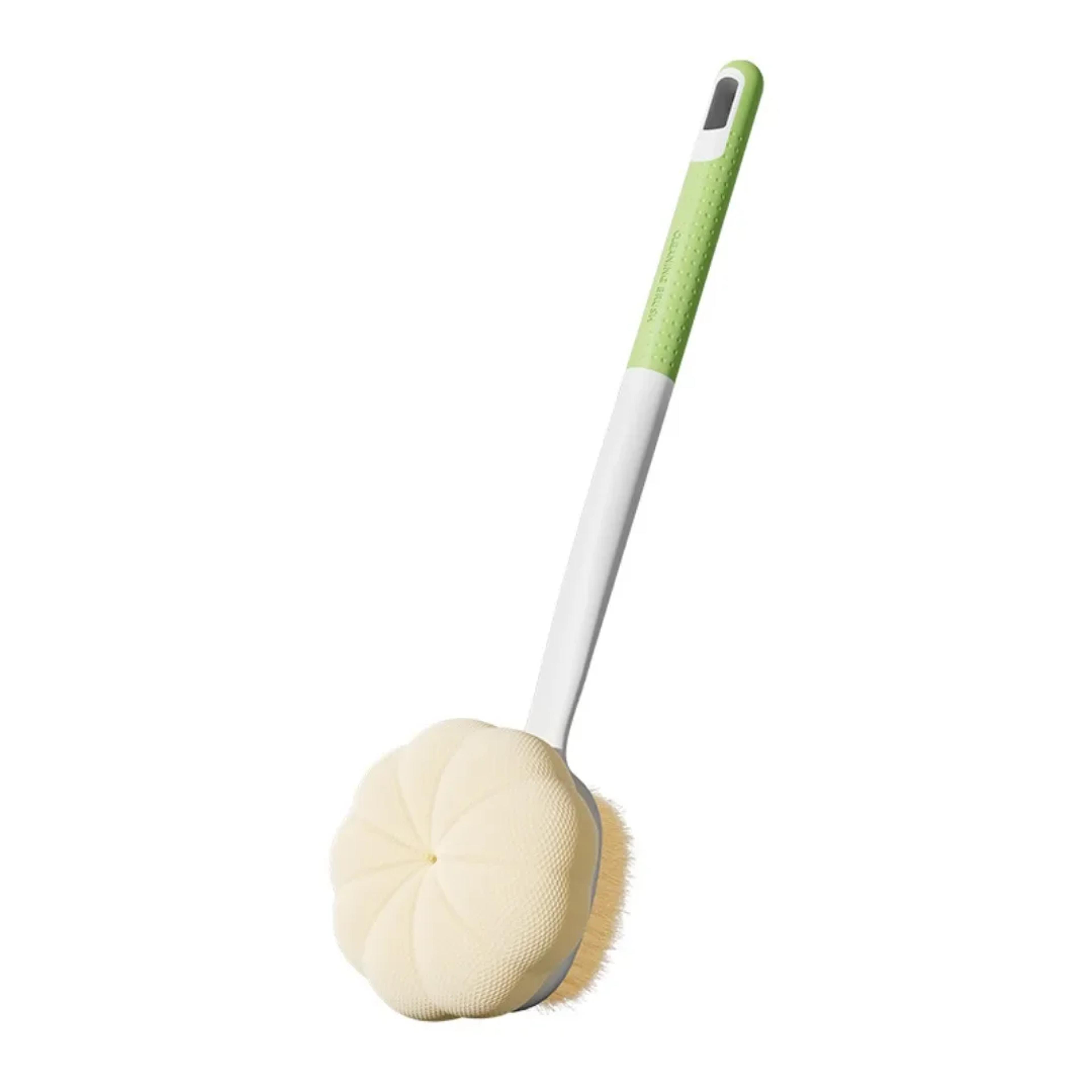 dual-purpose exfoliating bath brush with soft fur long handle back rubbing