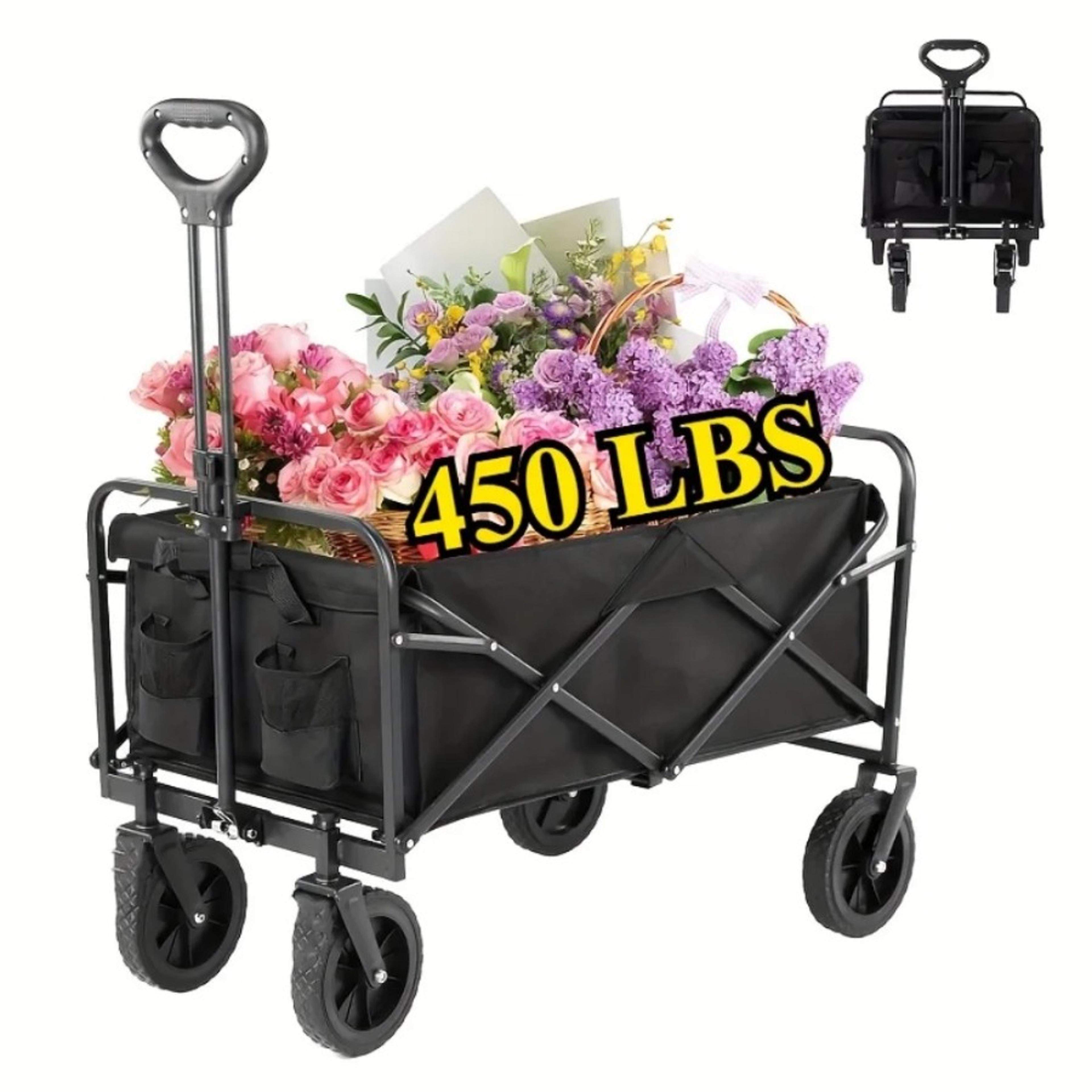 collapsible folding utility cart, heavy duty portable picnic outdoor camping cart, shopping beach foldable cart
