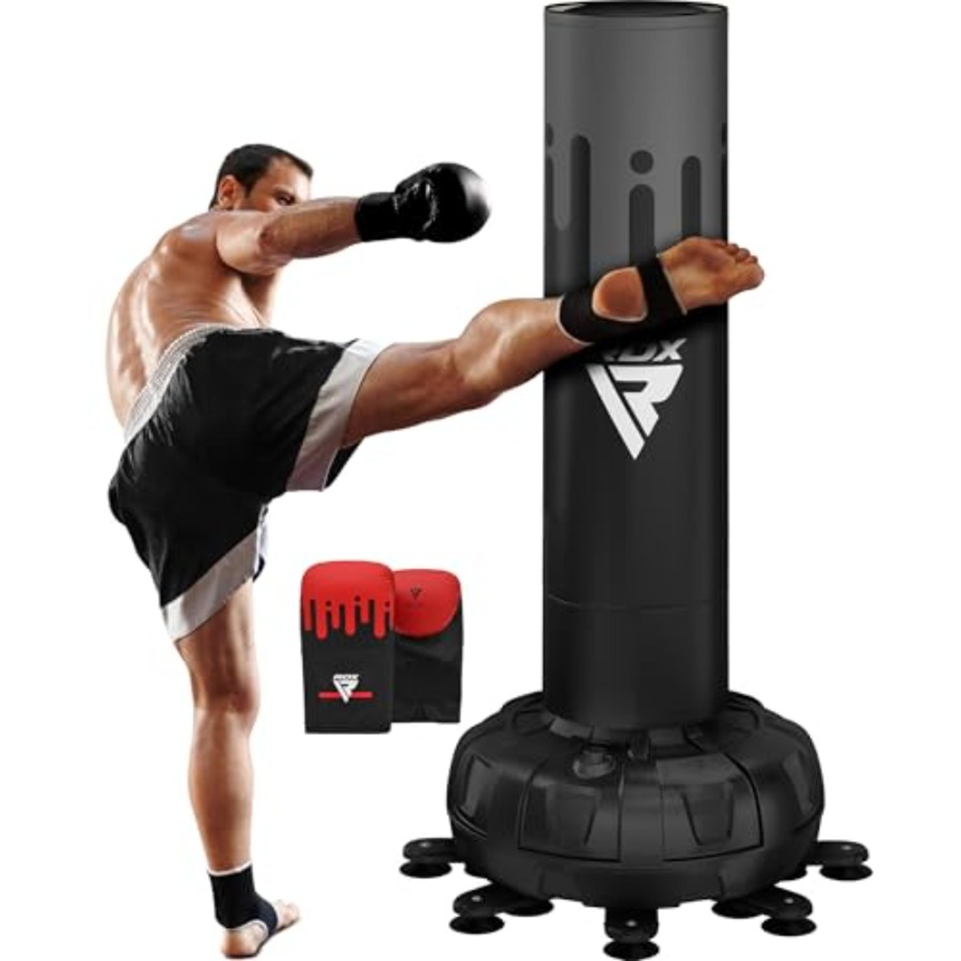 heavy duty pedestal punching bag set with gloves for home gym fitness training