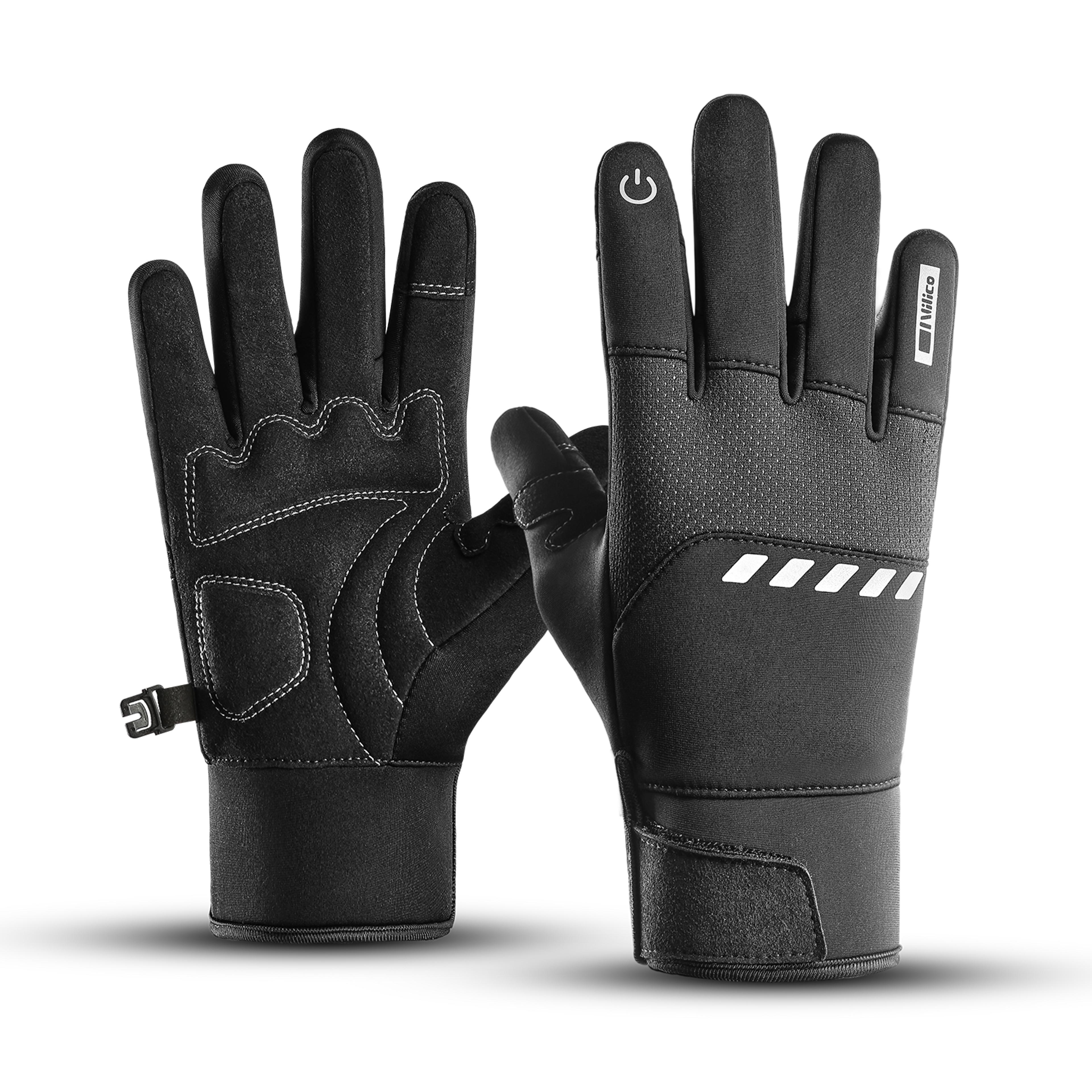 winter waterproof cycling gloves for men, outdoor sports running, motorcycle ski, touch screen fleece gloves, non-slip