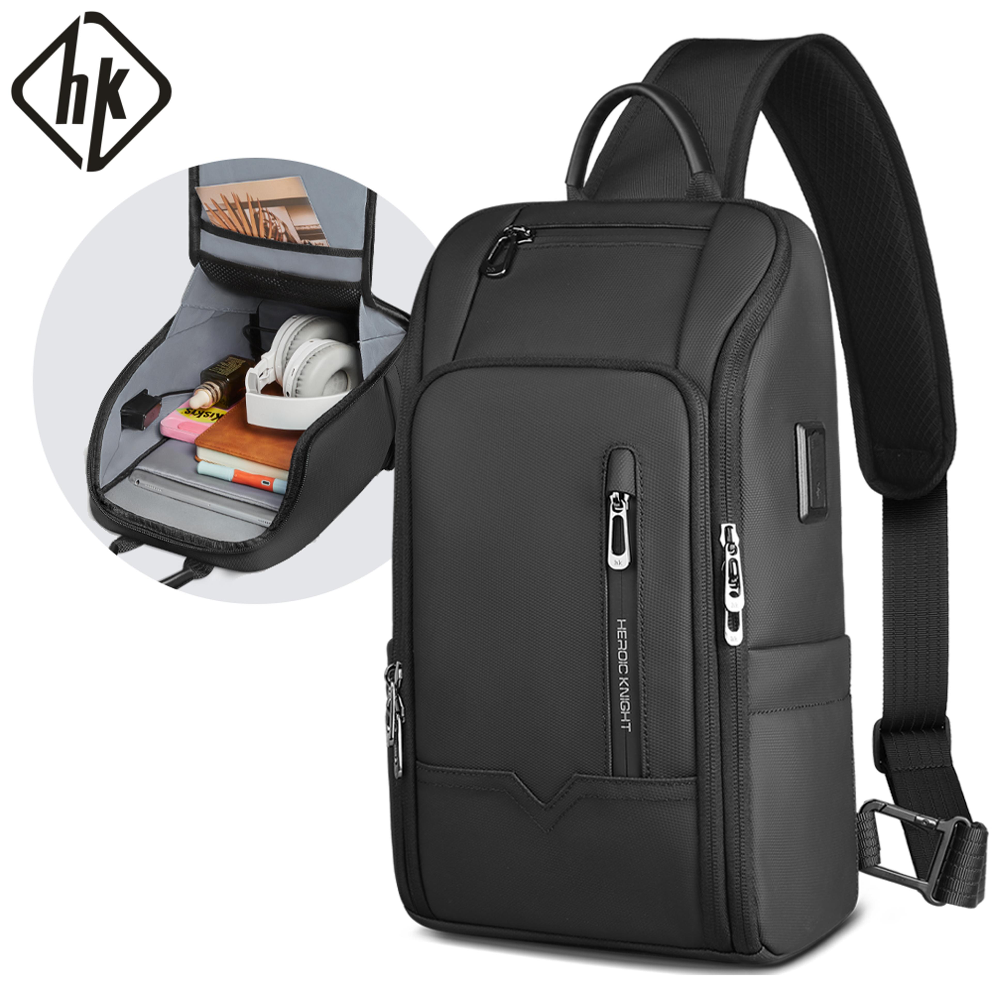 waterproof anti-theft chest crossbody bag for men oxford leisure satchel with usb multi-pockets sling bag for male