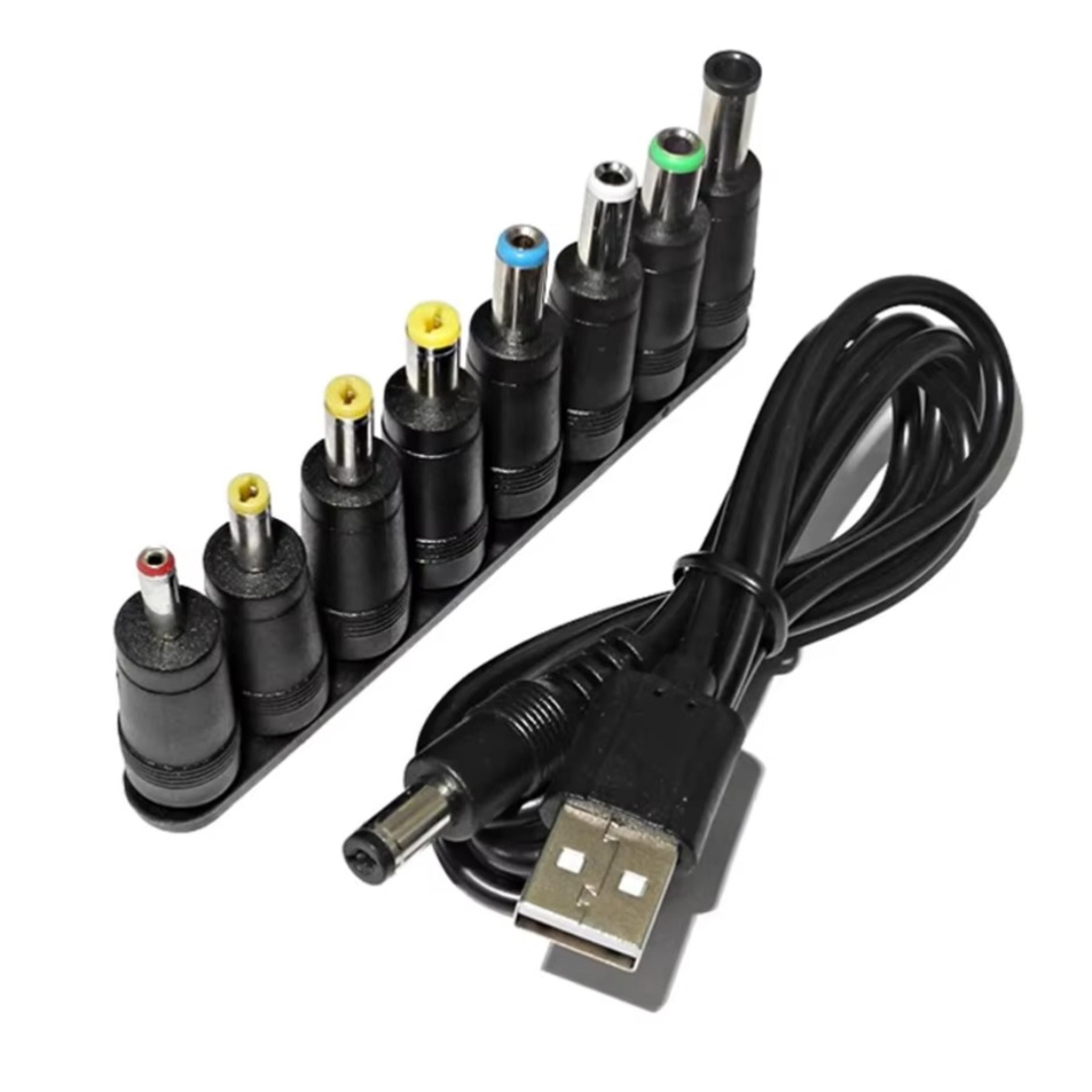 universal usb power cable to dc jack charging cord with selectable tips for cctv cameras and tv box