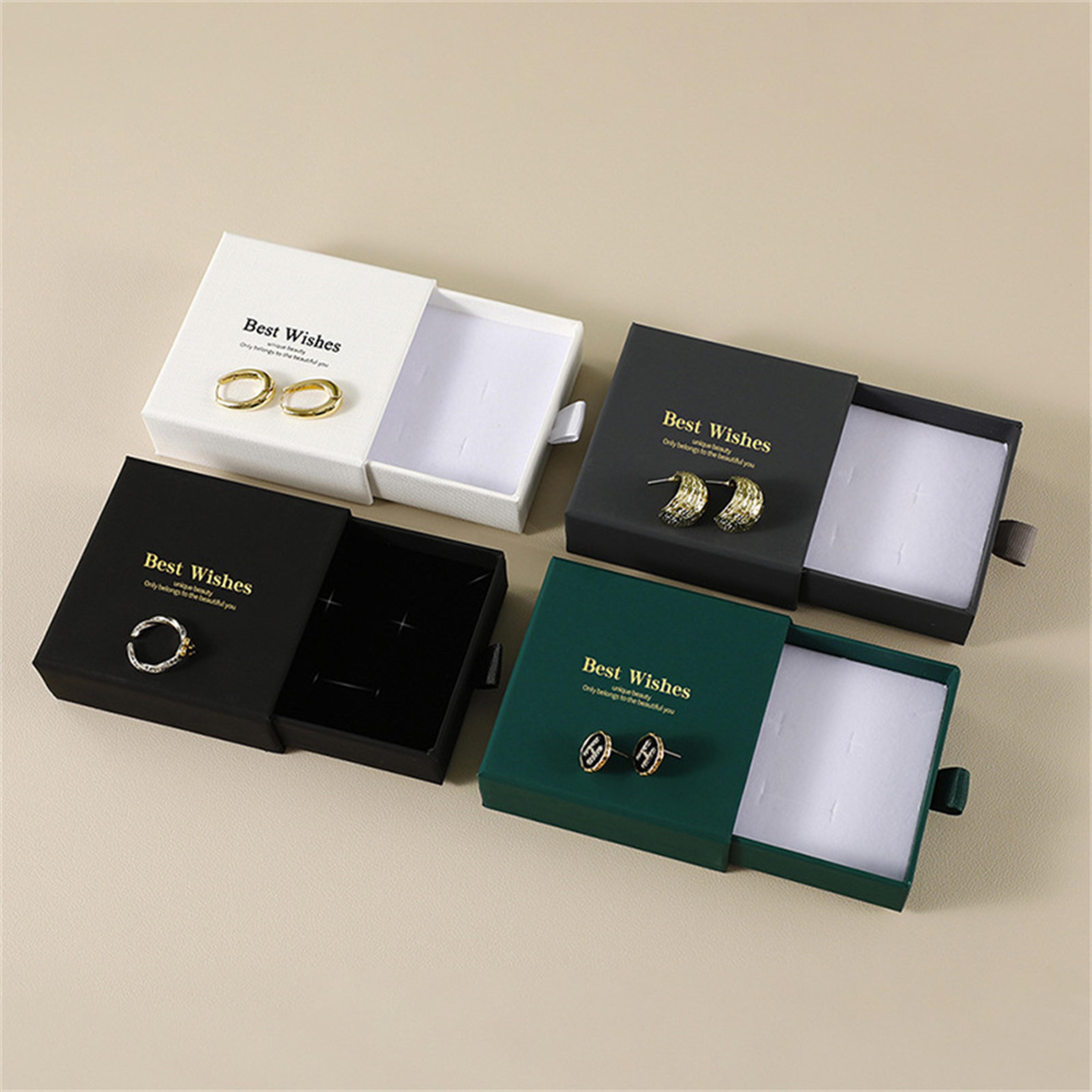 dust-proof jewelry box storage case with paper drawer ring earrings necklace display box and storage bag portable gift