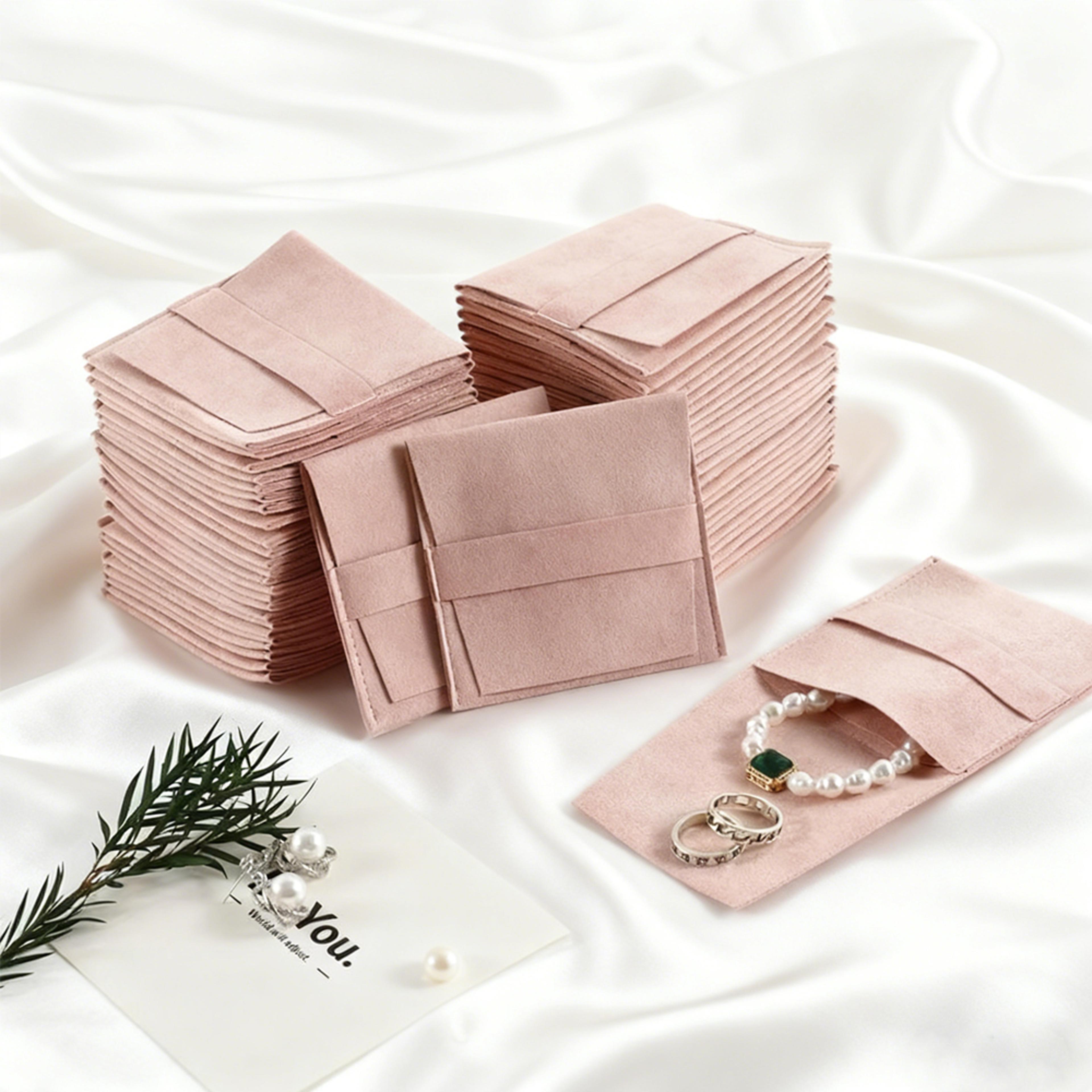 jewelry storage pouch velvet microfiber suede envelope flap strip pouch for rings earrings