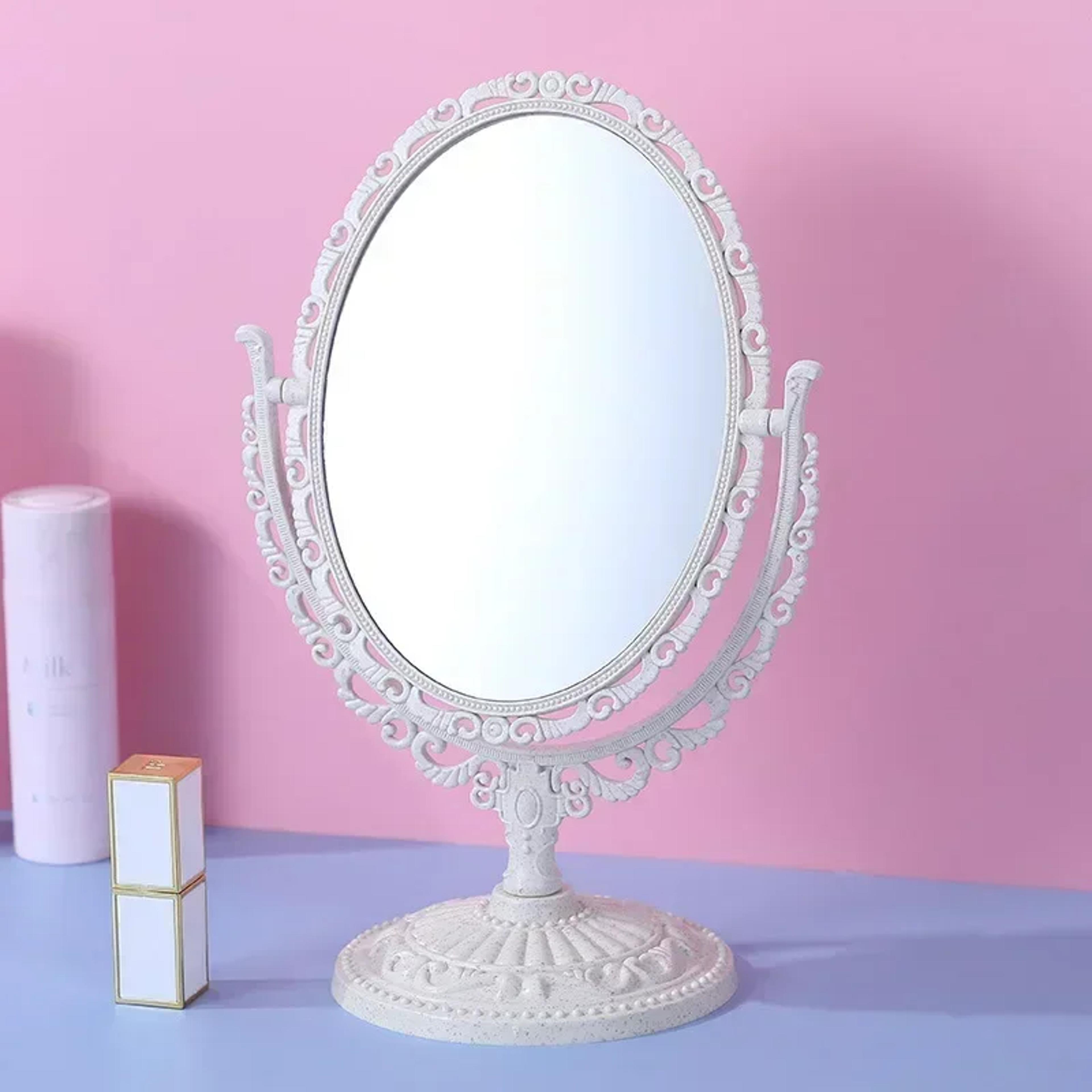 oval pink heart shape style retro make up mirror for dormitory