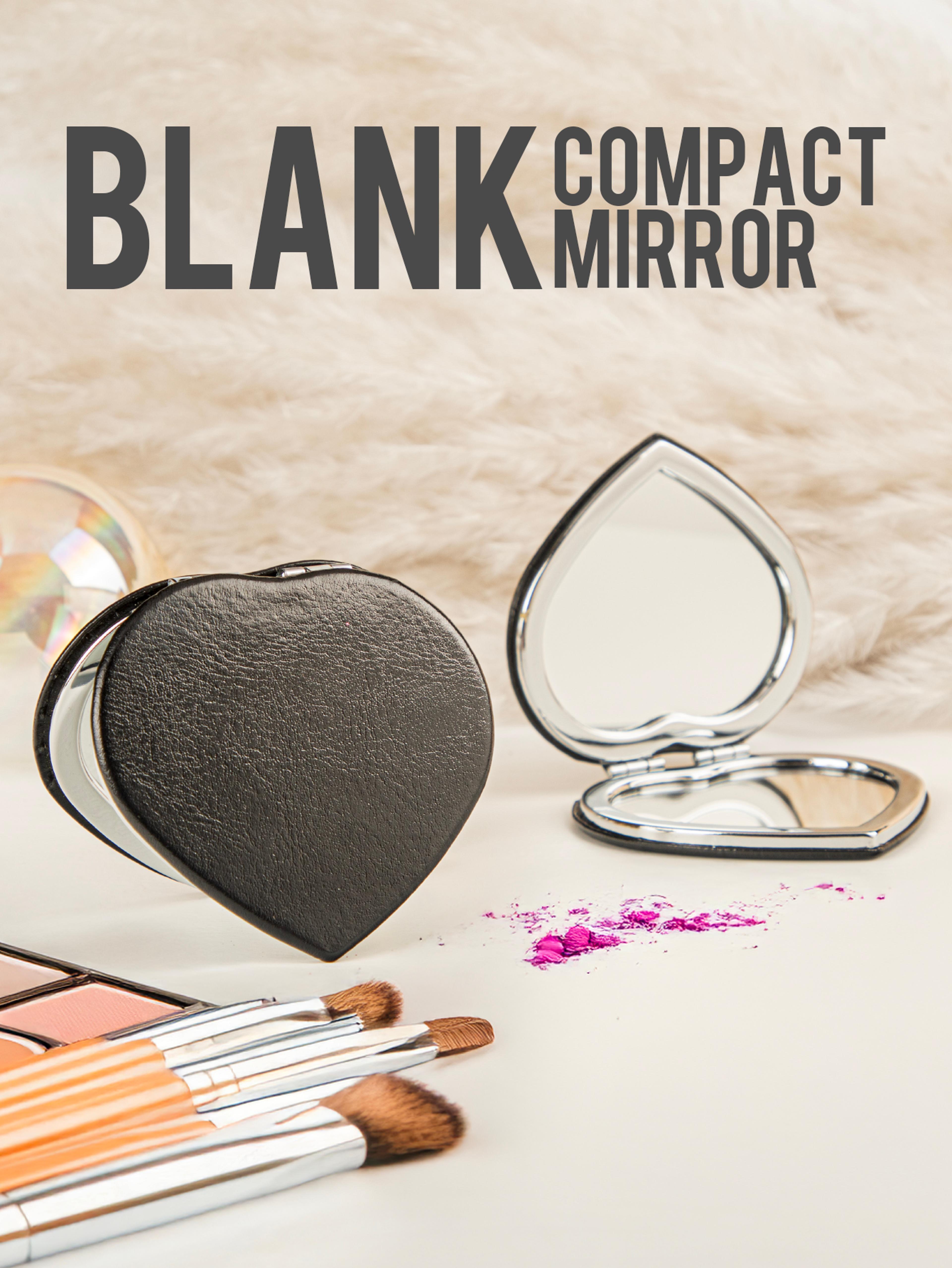 portable heart shape double sided makeup mirror, hd magnification, black and white, hot sale for weddings and birthdays