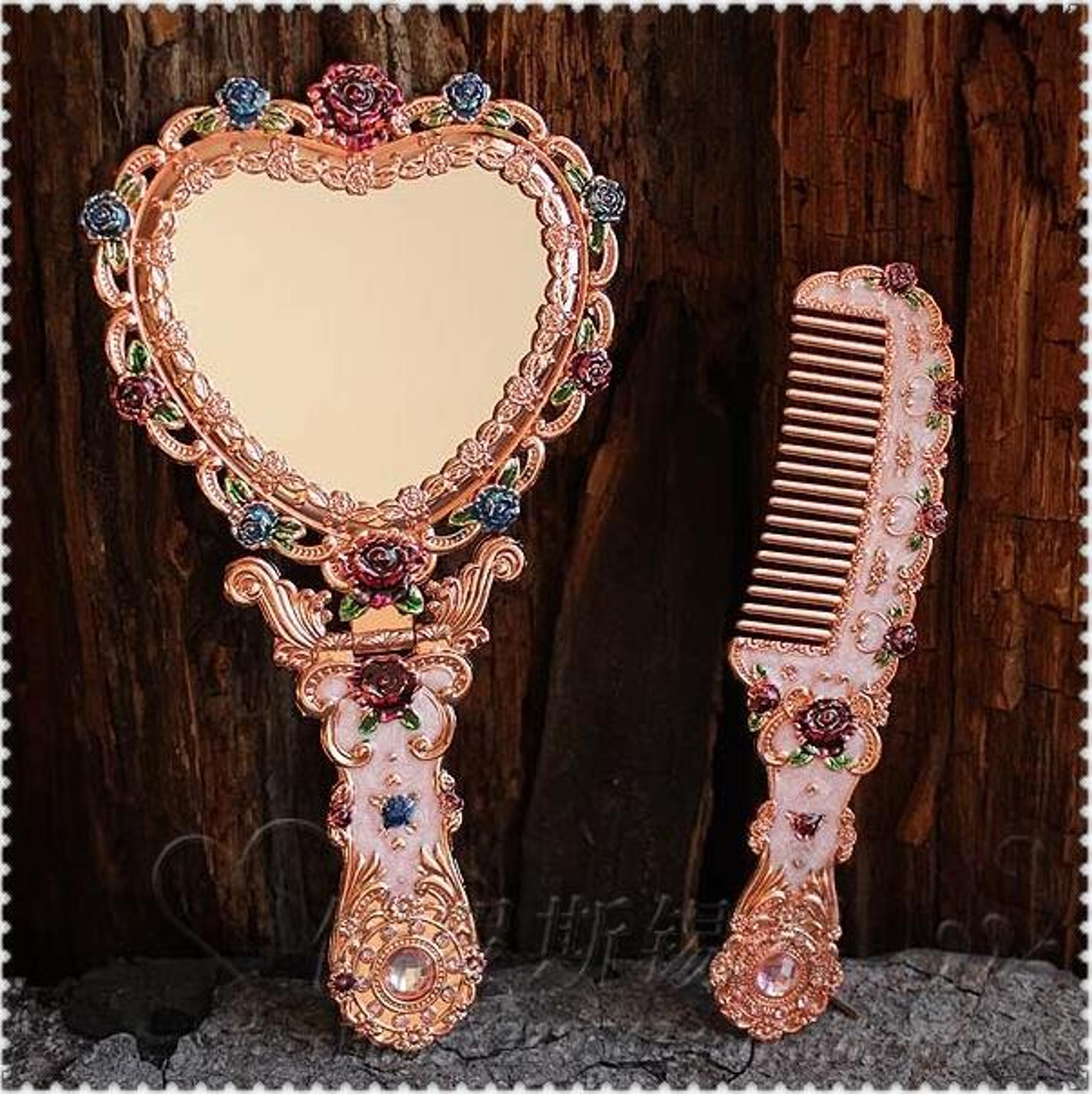 large foldable heart shape mirror set, makeup mirror for girl gift, travel vanity mirror