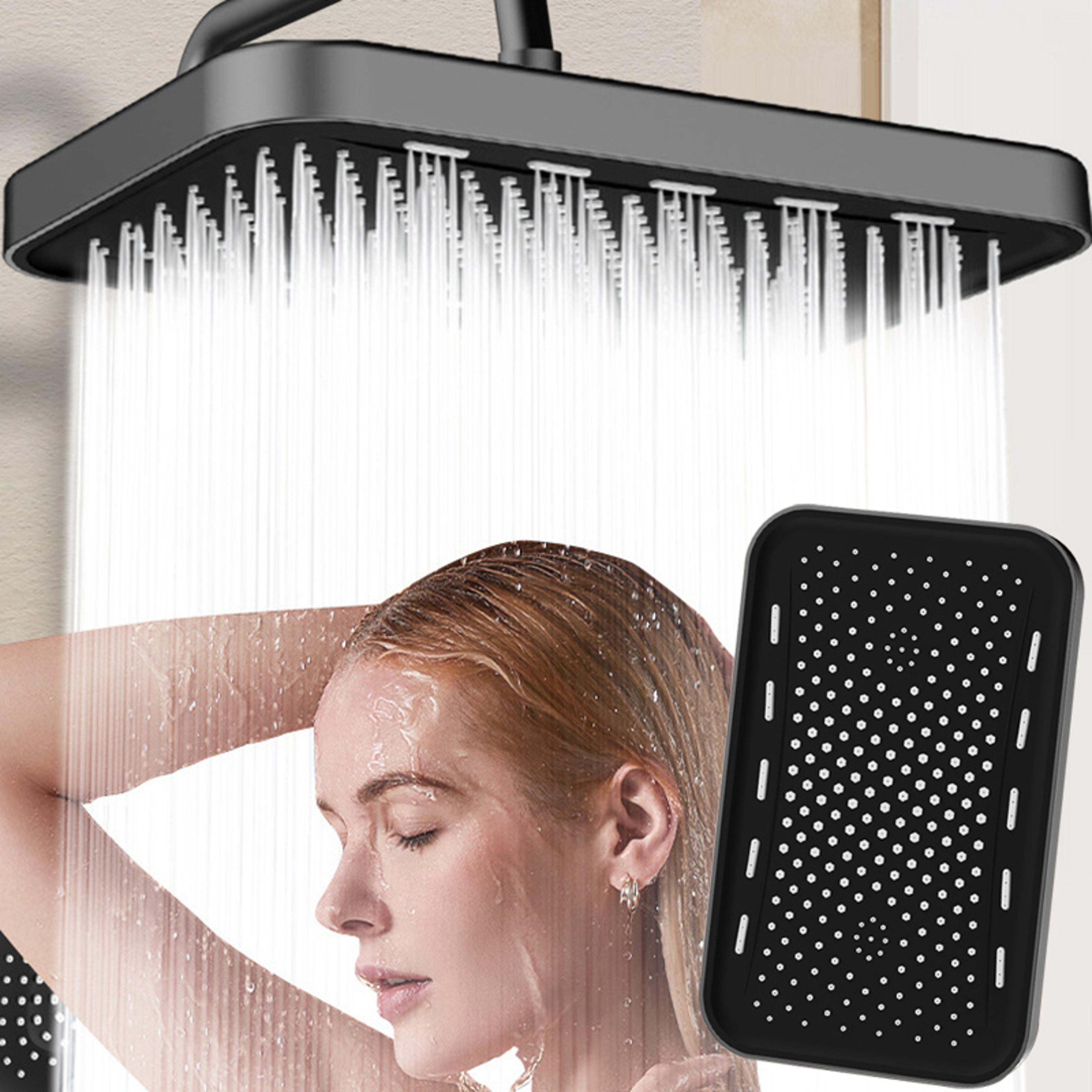 square booster top spray shower head set large anti-clogging bathroom shower head