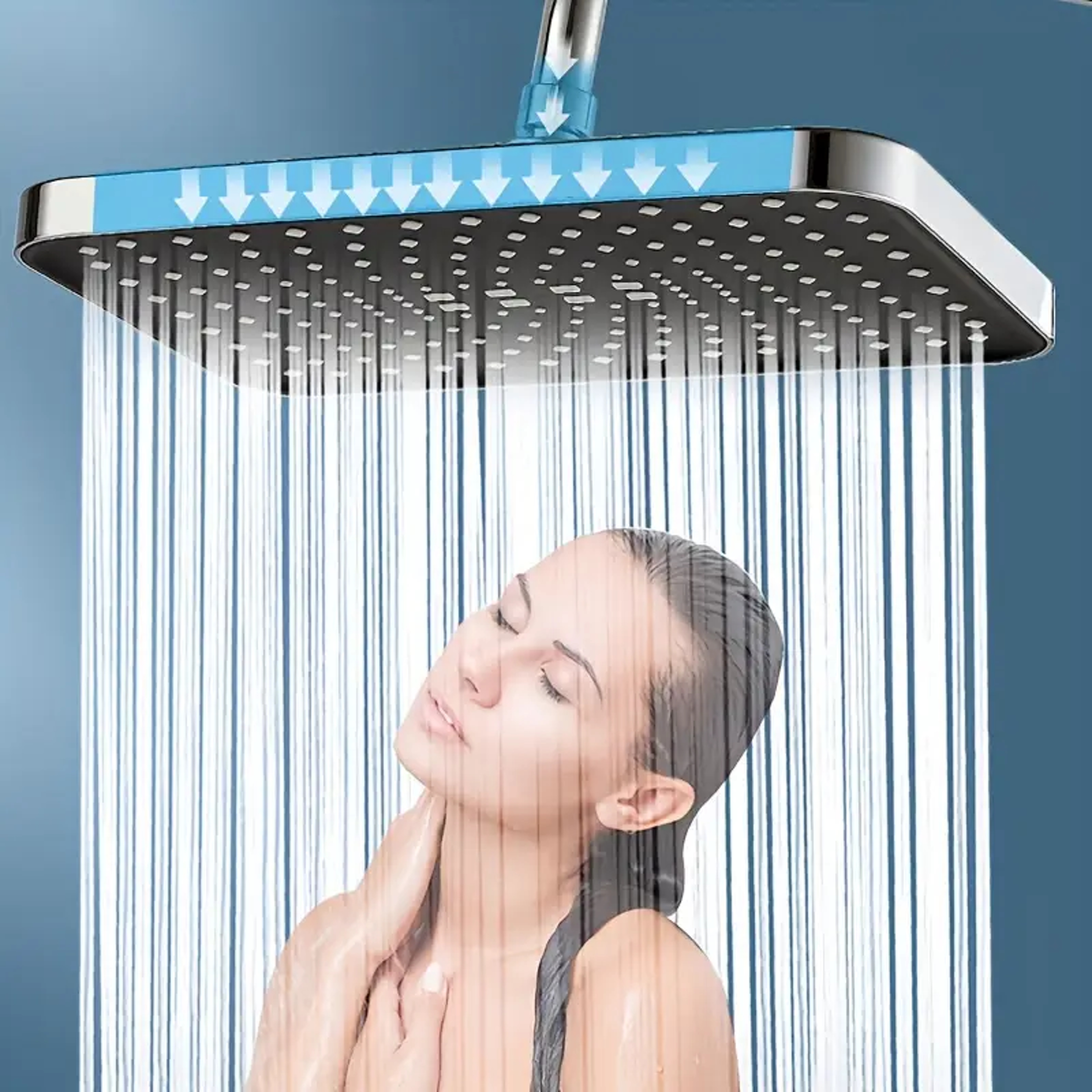 high pressure abs rainfall shower head adjustable angle anti-clog nozzle water saving bathroom accessories