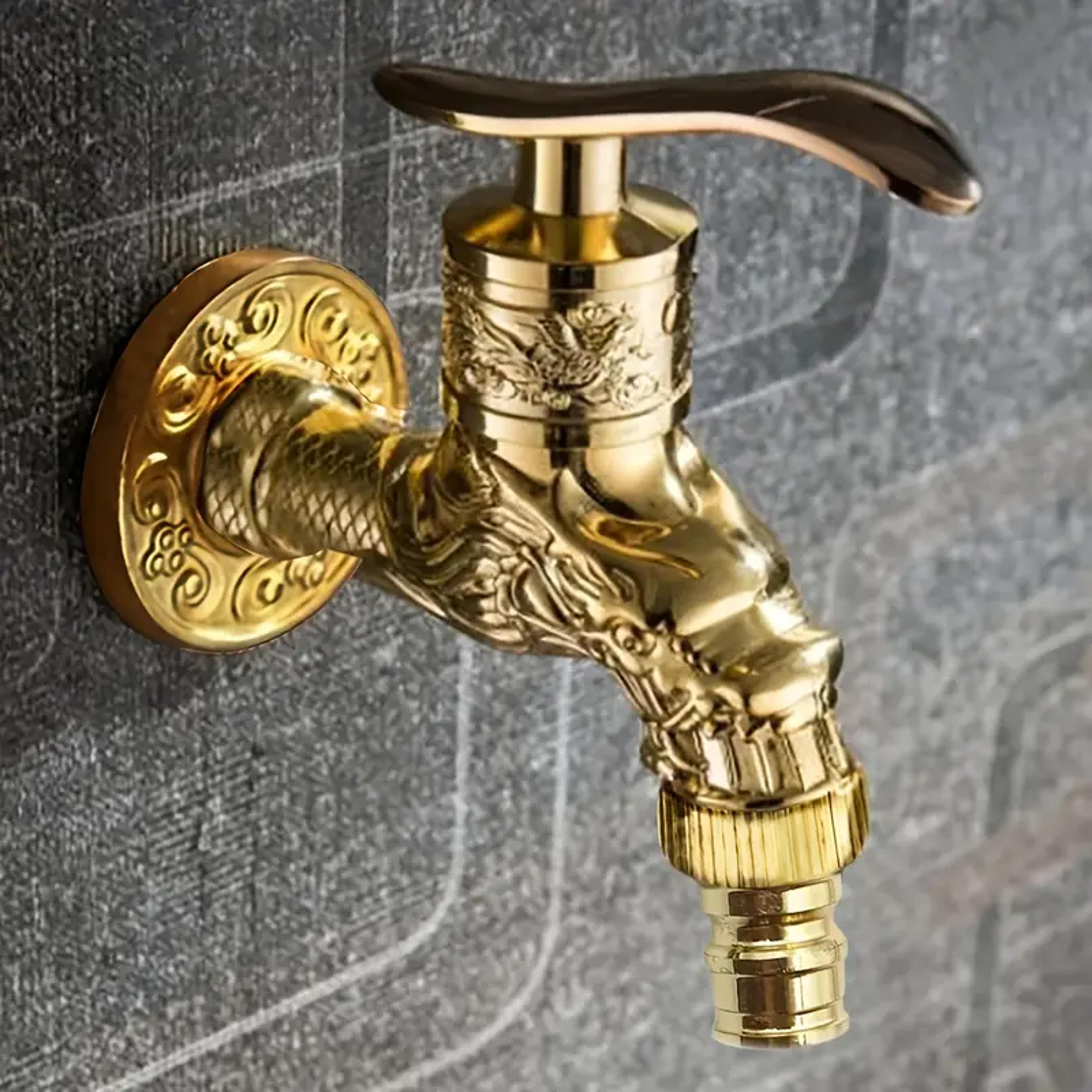 retro wall-mounted faucet antique zinc alloy engraved single cold mop pool faucet