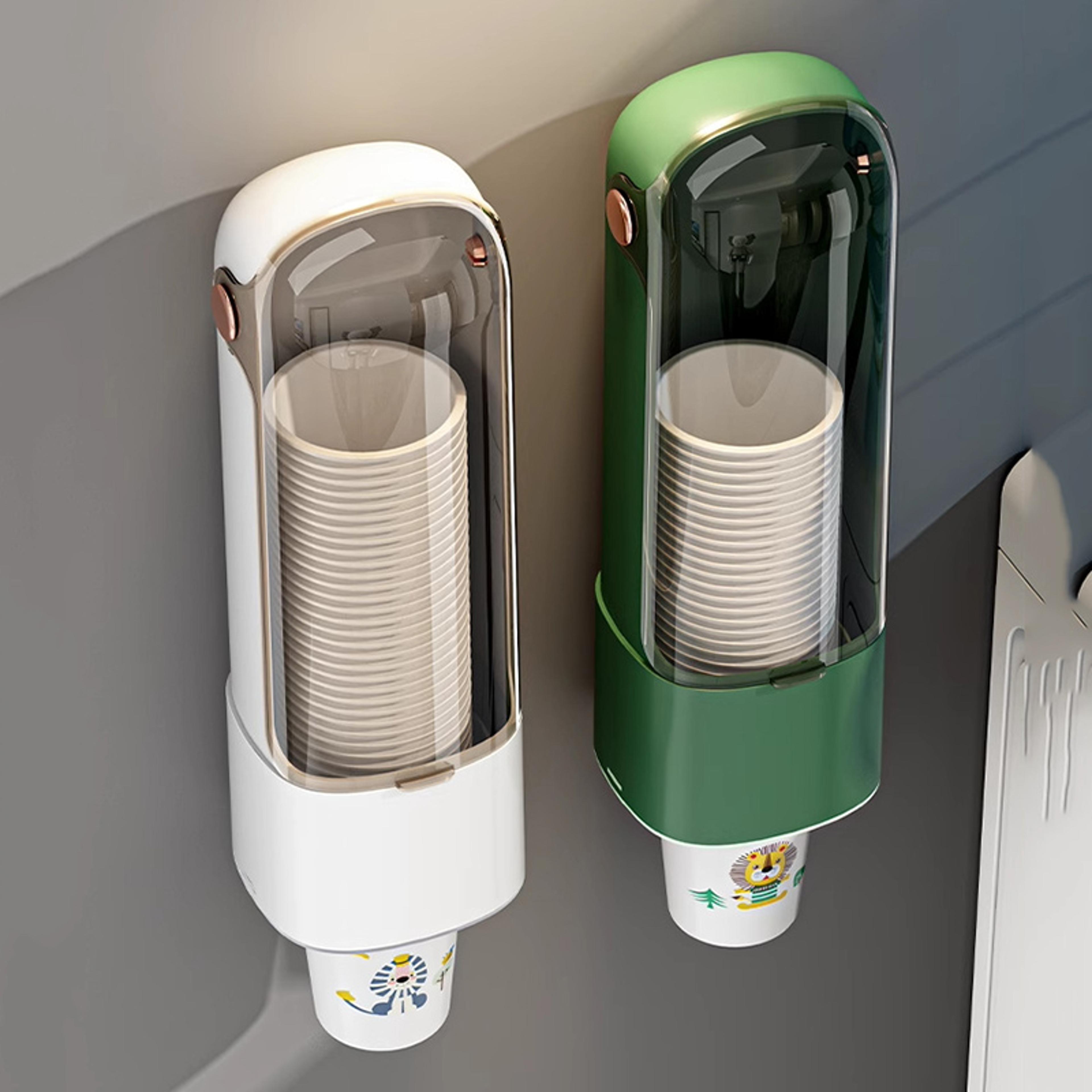 household paper cup holder wall-mounted no-drill dustproof cup dispenser storage rack