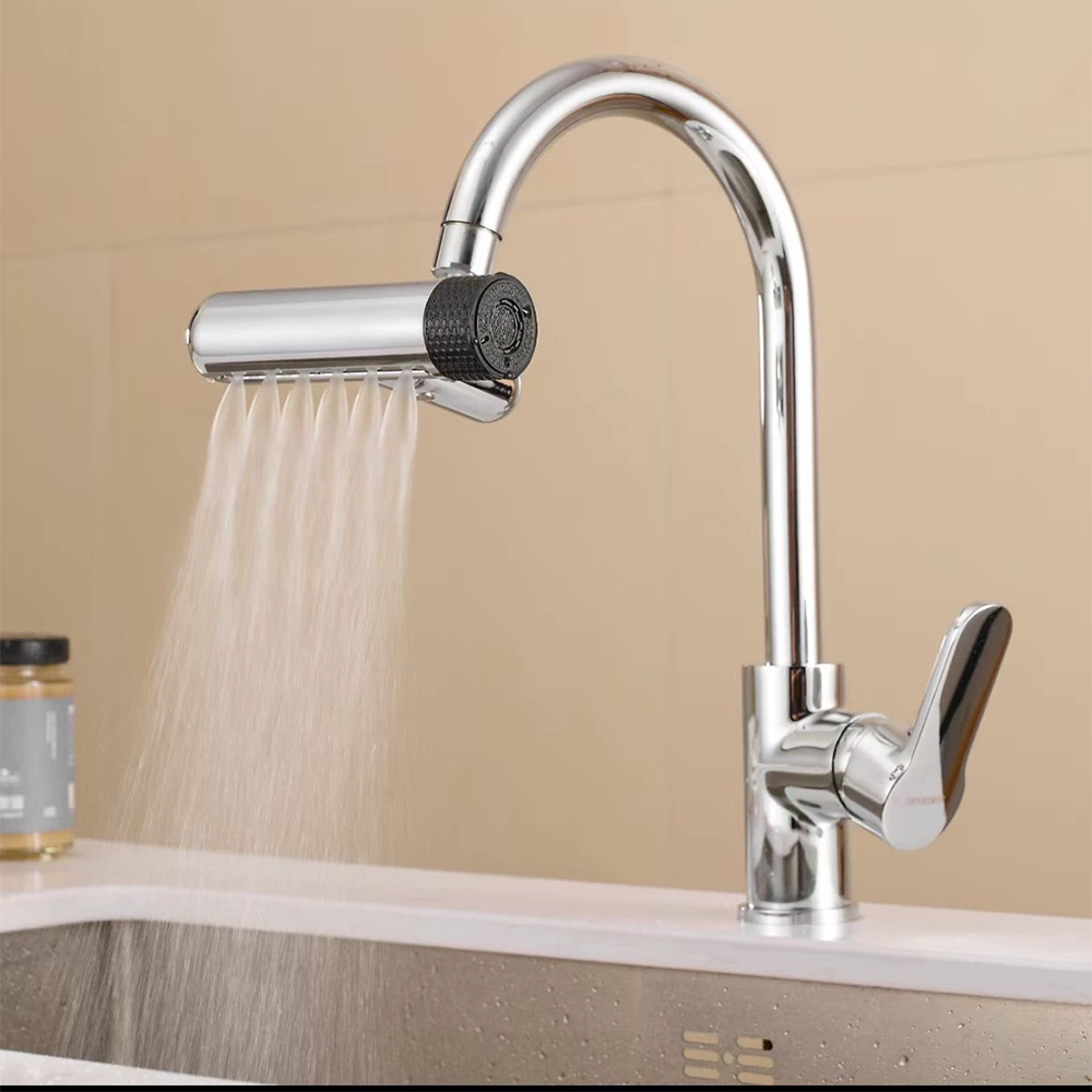 universal kitchen faucet waterfall spout rotating aerator splash-proof multi-function 6 modes faucet extender