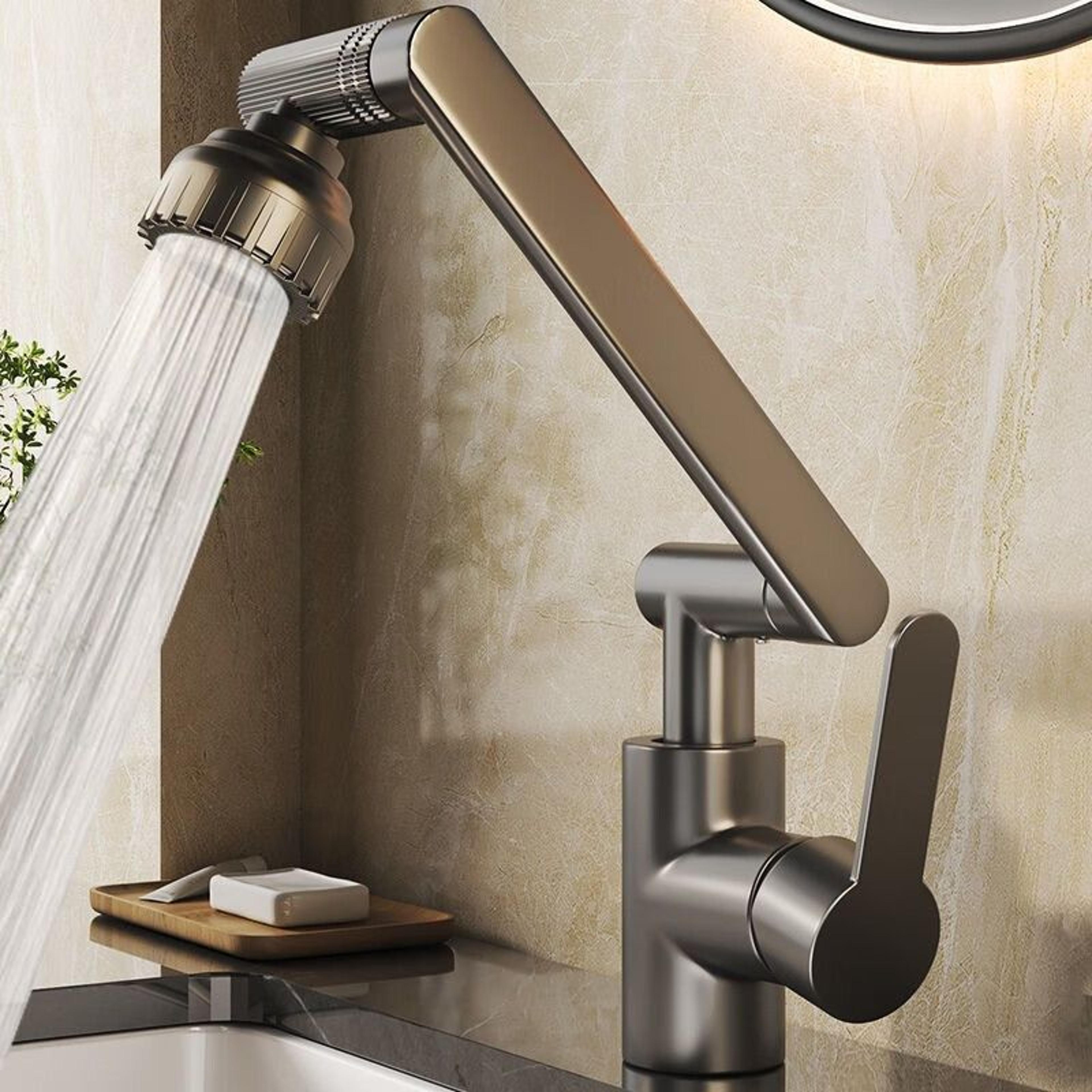 rotating dual mode faucet robotic arm multifunctional universal wash basin kitchen bathroom hot and cold