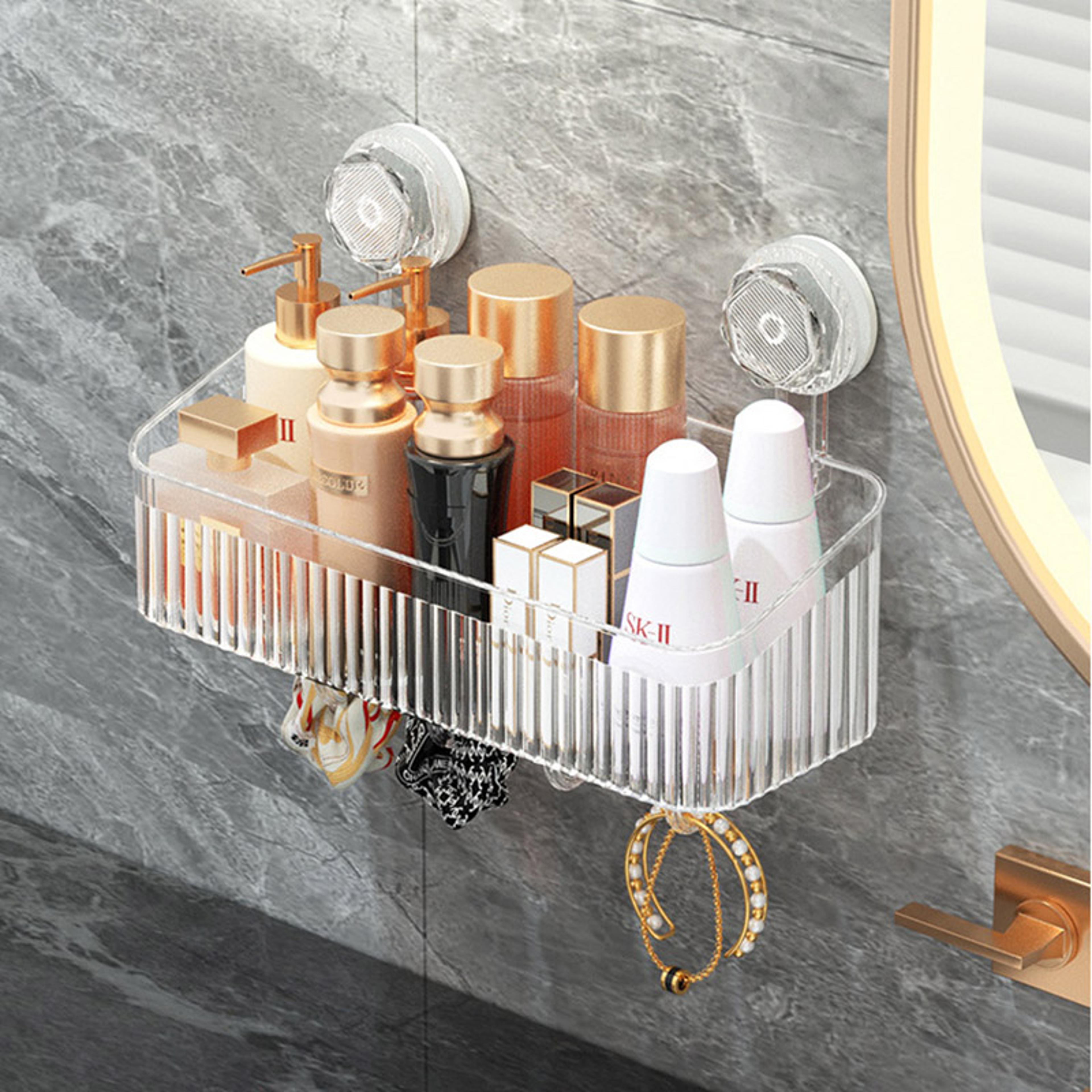 multi-purpose wall mounted rotating rack for bathroom and kitchen storage punch-free suction cup spice holder