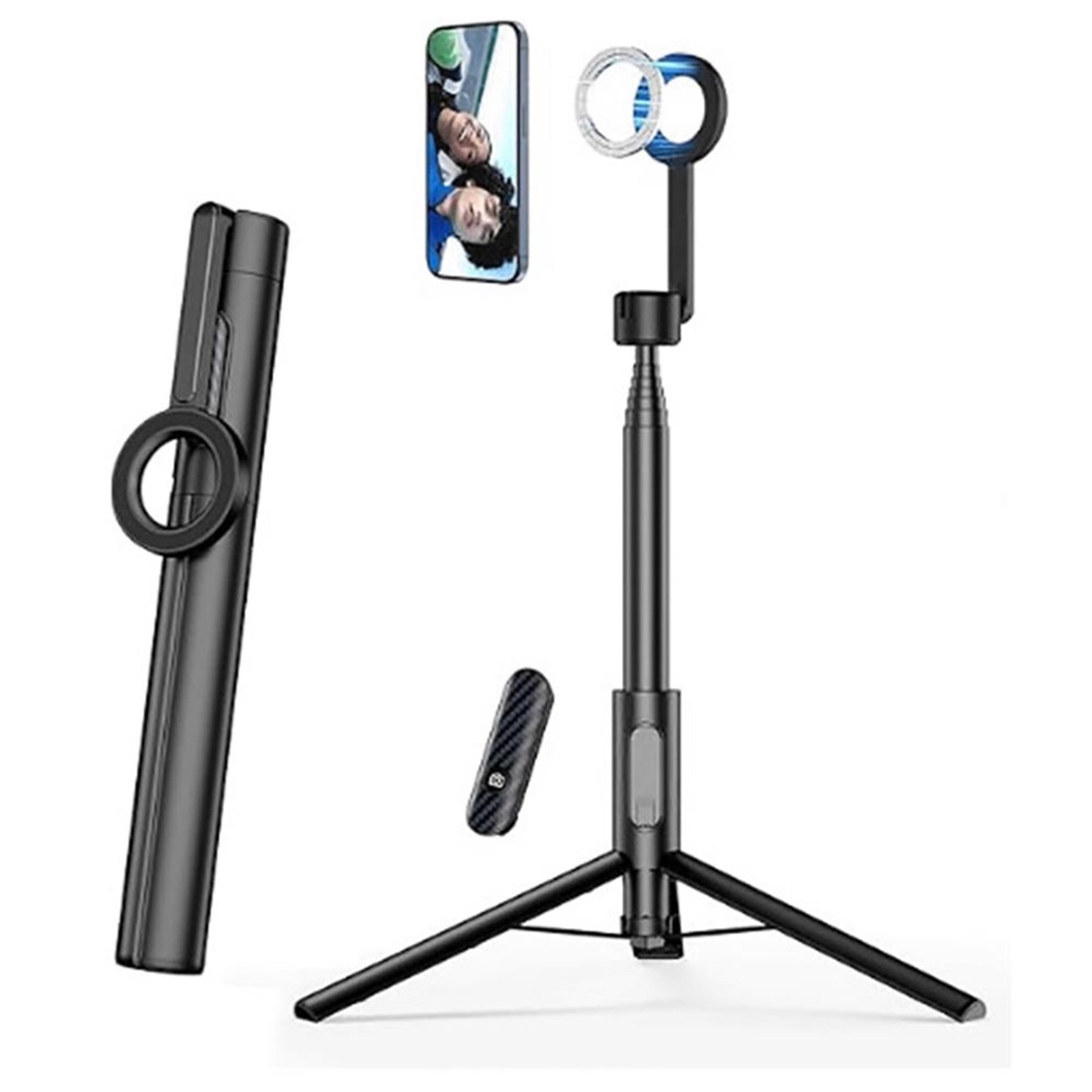 portable multifunctional retractable tripod magnetic selfie stick rotatable wireless bluetooth remote