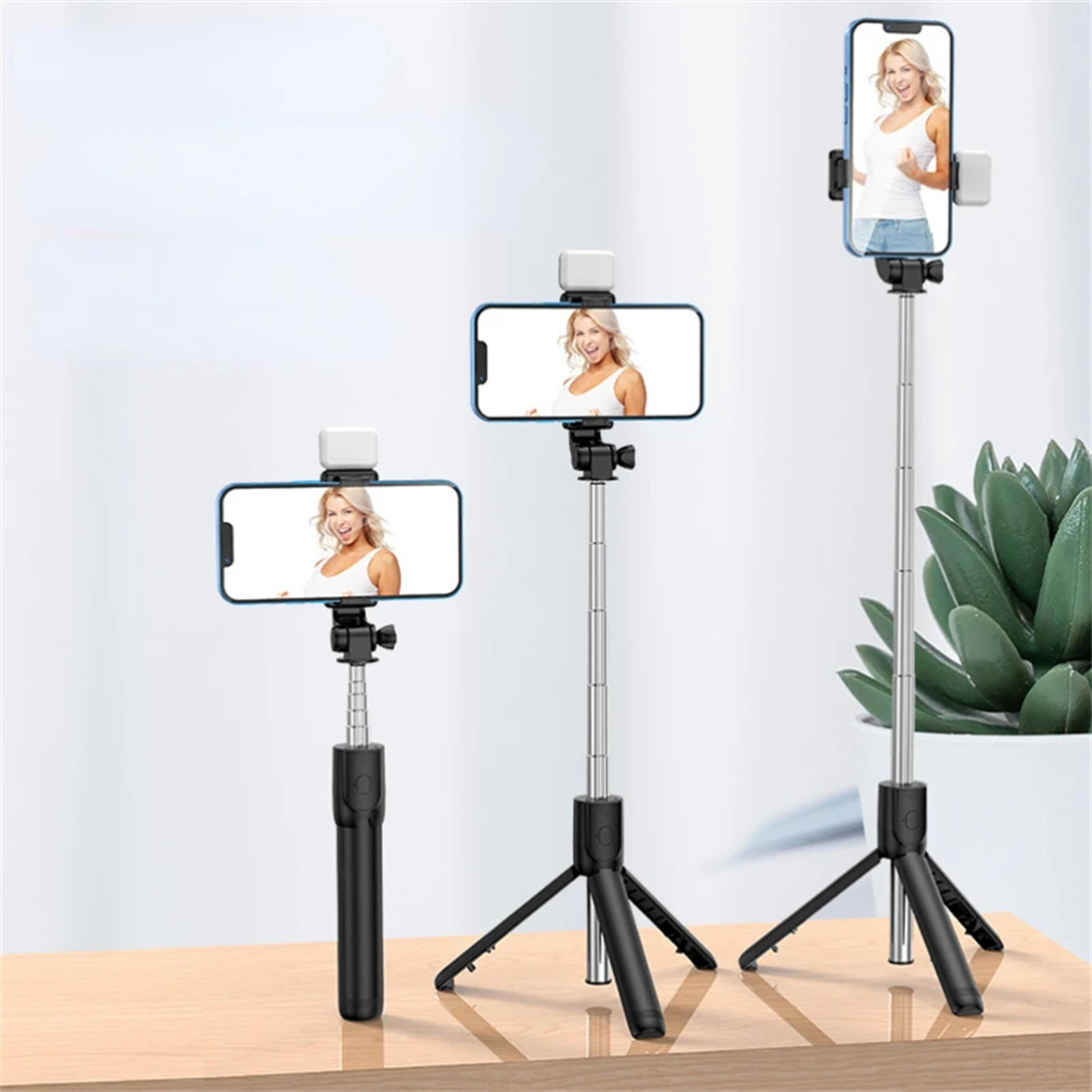 portable wireless bluetooth selfie stick tripod stand with remote shutter multifunctional tripod for phones and cameras