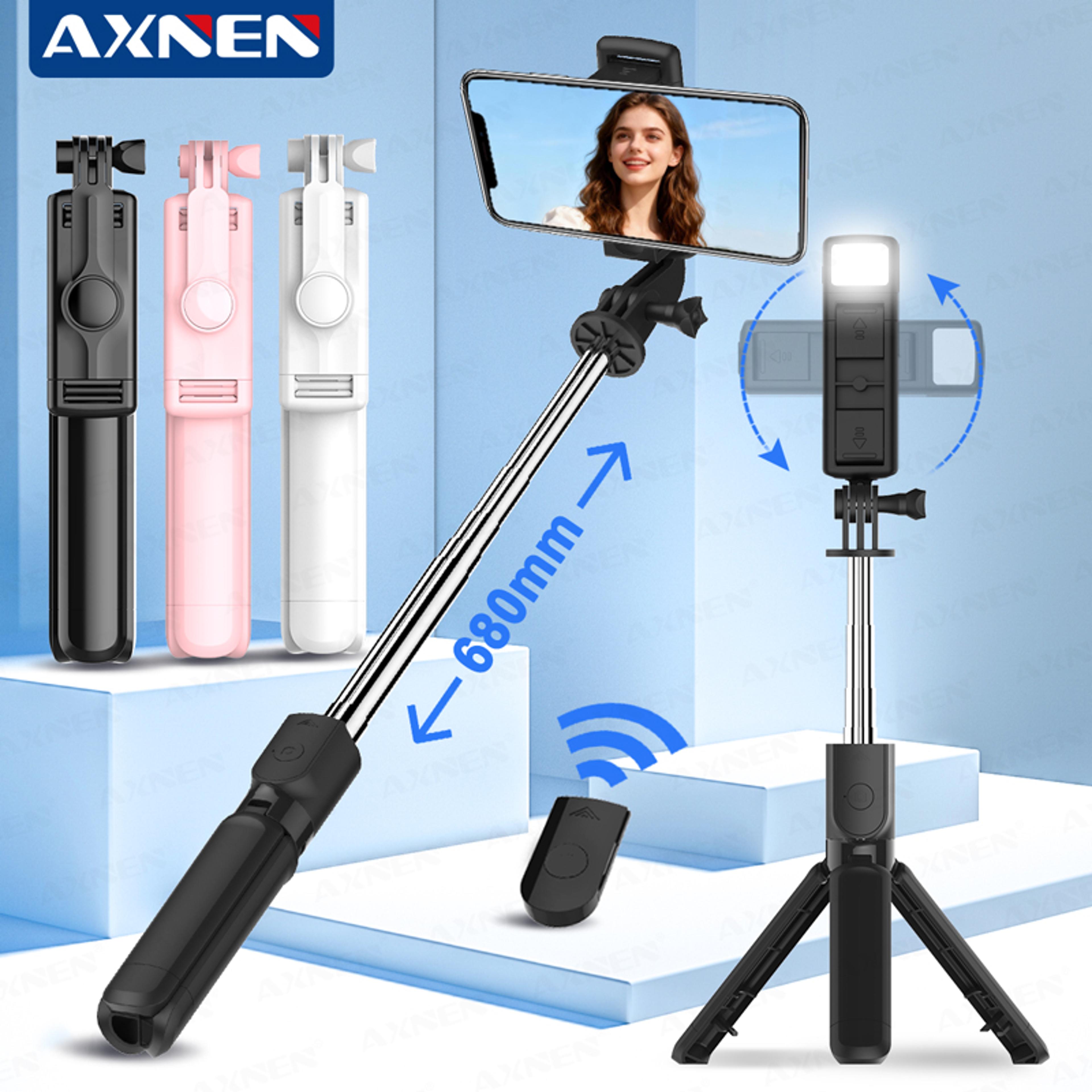 extendable selfie stick tripod stand with light bluetooth remote live streaming mobile phones