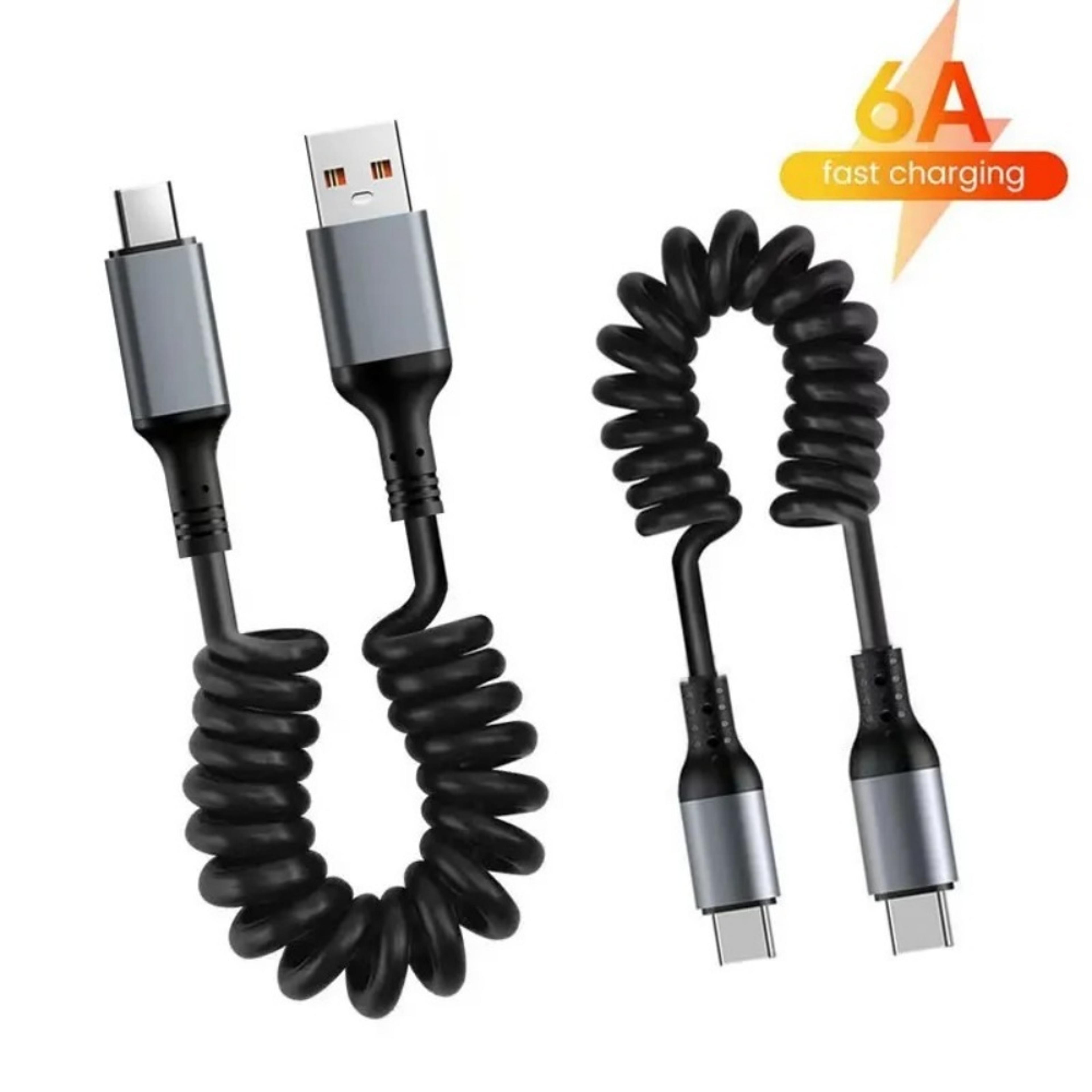 usb type c cable pd fast charging retractable spring data cord for usb c phone charger