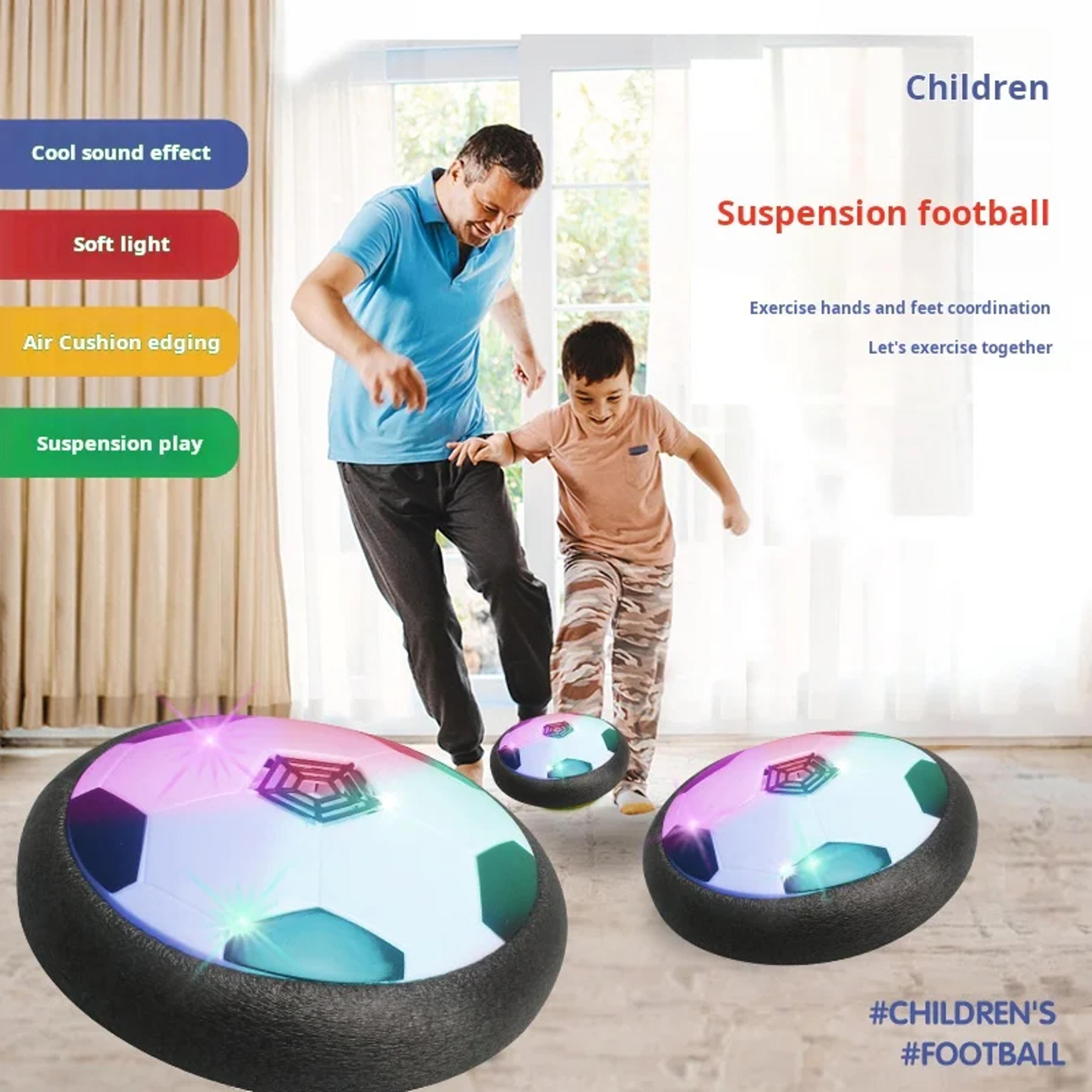 electric hover ball soccer toy for kids, safe floating foam indoor toy with lights and music, parent-child interactive