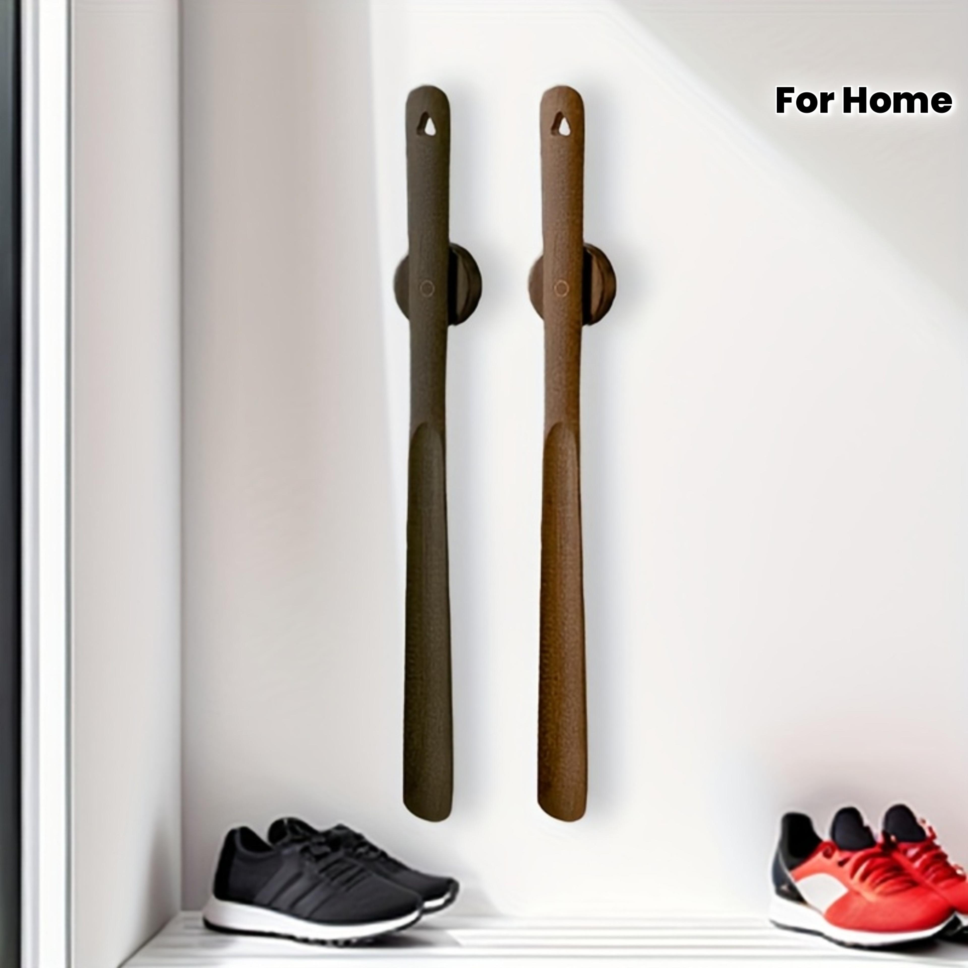 drill free magnetic base wooden beech shoe horn long handled shoe wearing tool for home