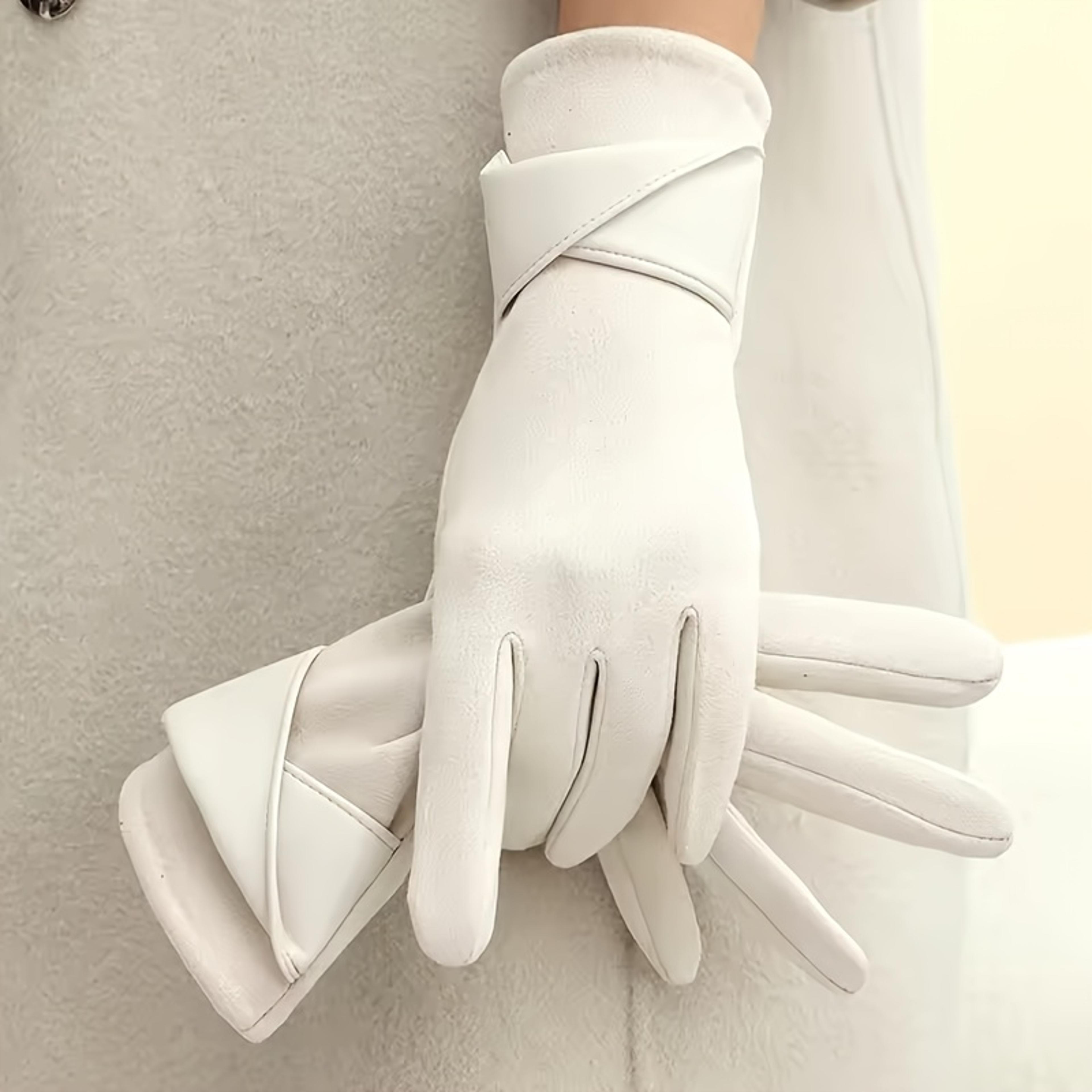 thermal winter gloves for women soft warm lining elegant brown beige grey pair