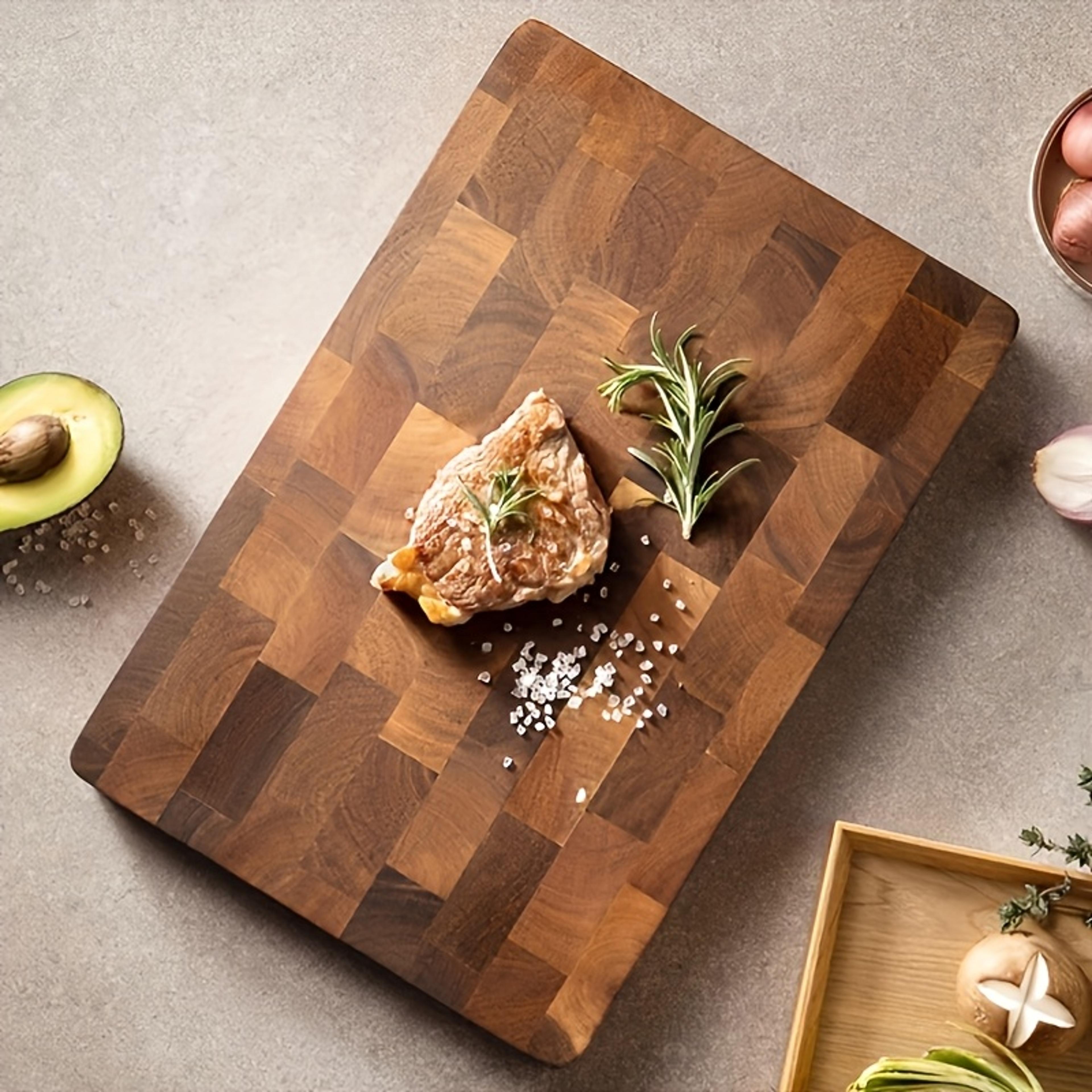 heavy-duty large wood board chopping board with wood grain for meat, cheese, vegetables, bread, large leaf camellia